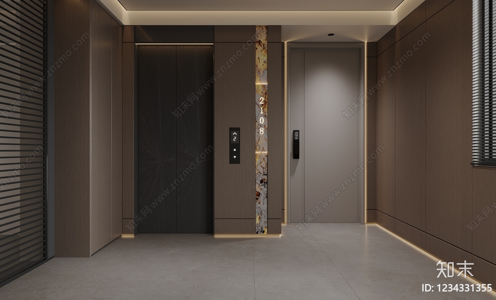 轻奢电梯厅SU模型下载【ID:1234331355】