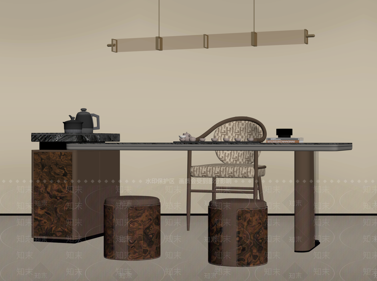 轻奢茶桌椅3D模型下载【ID:1234332843】