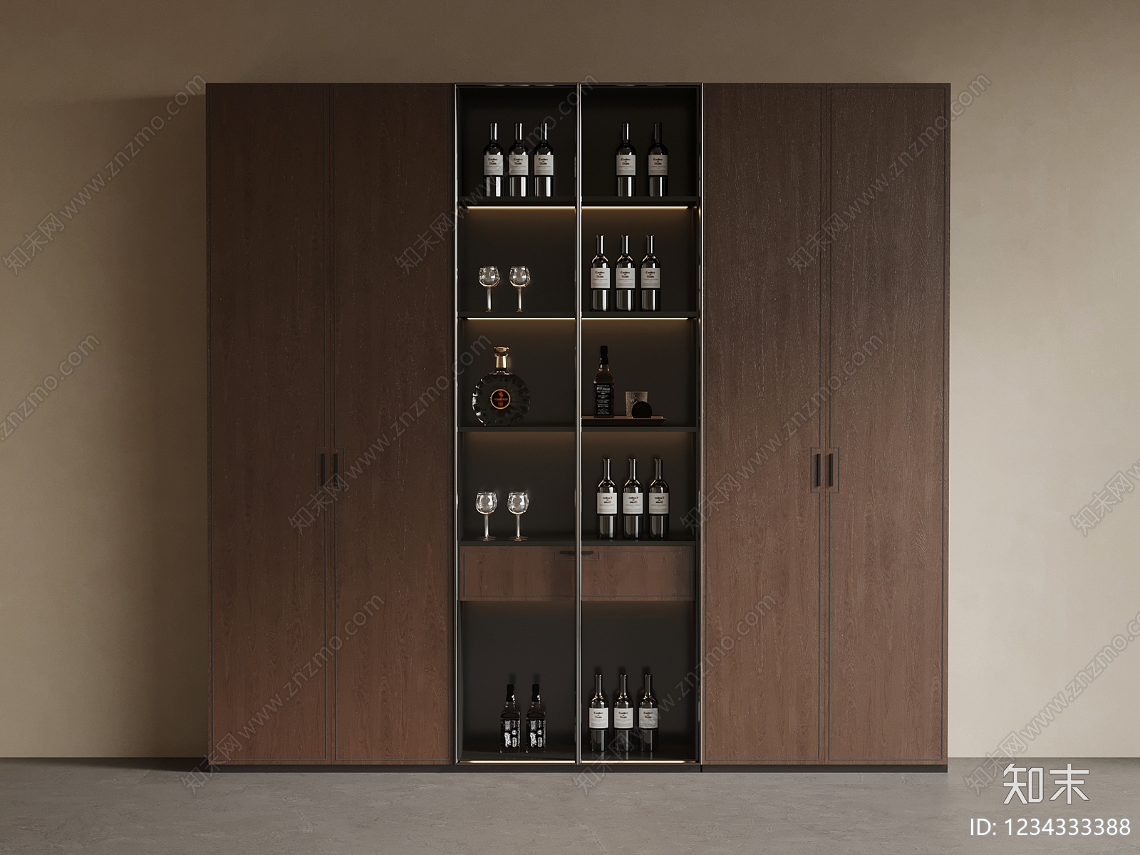 意式极简酒柜SU模型下载【ID:1234333388】