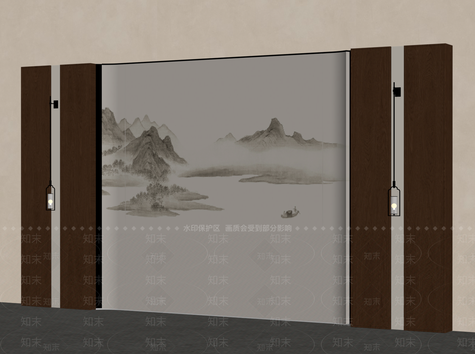 新中式沙发背景墙3D模型下载【ID:1234334672】
