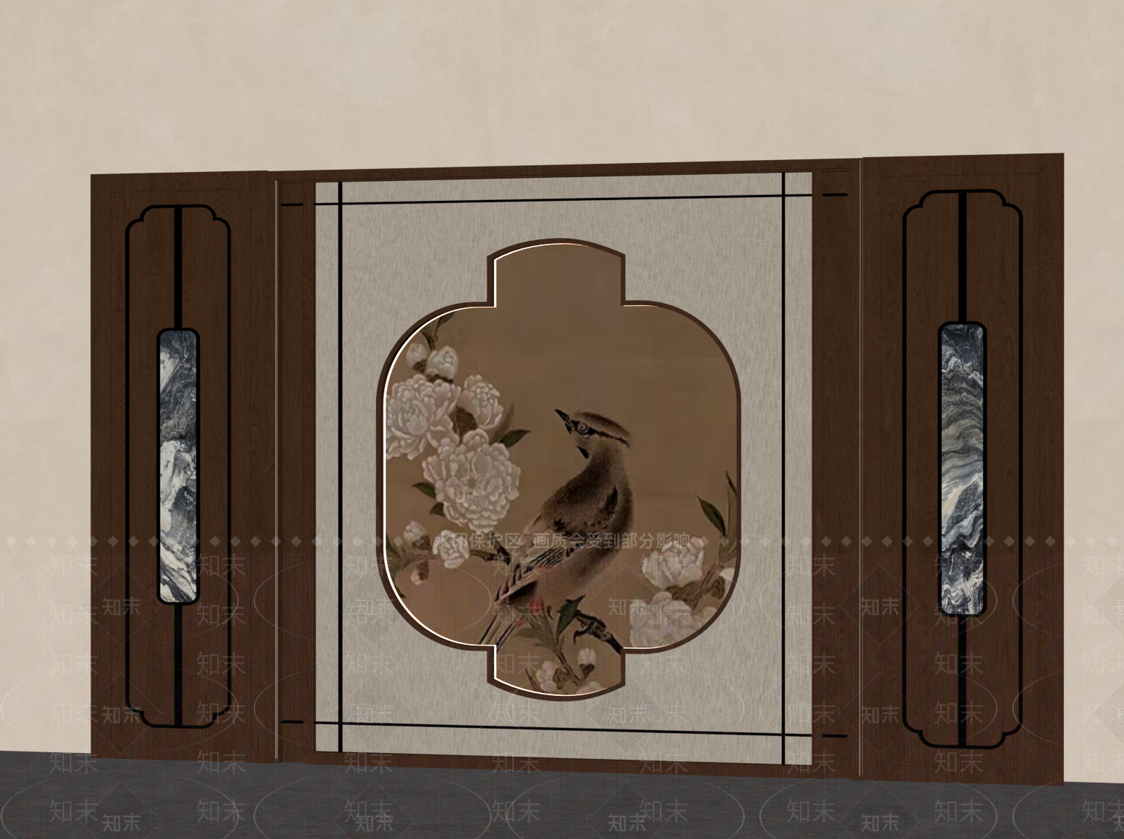 新中式沙发背景墙3D模型下载【ID:1234335765】