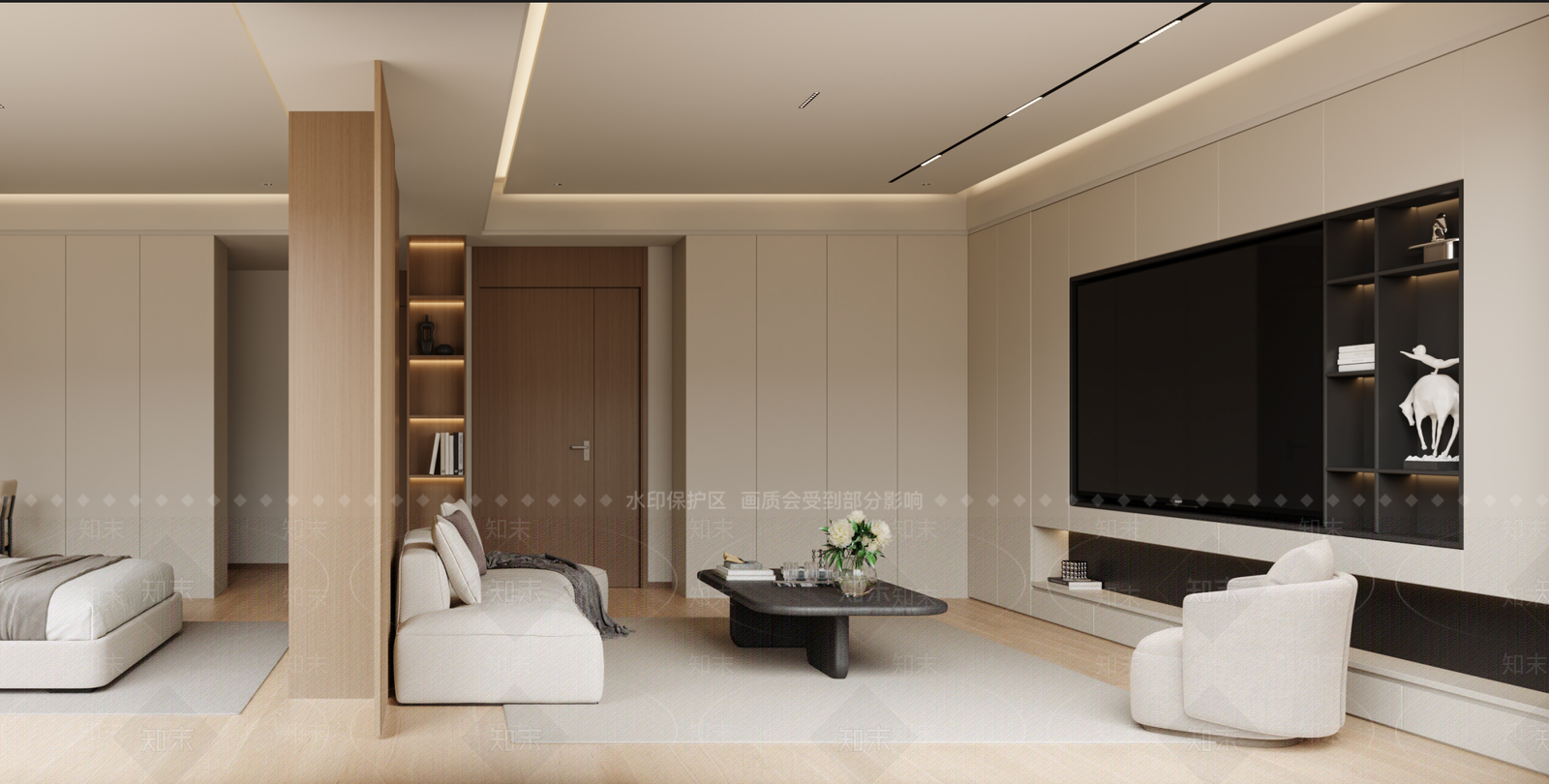 意式极简别墅客餐厅3D模型下载【ID:1234336542】