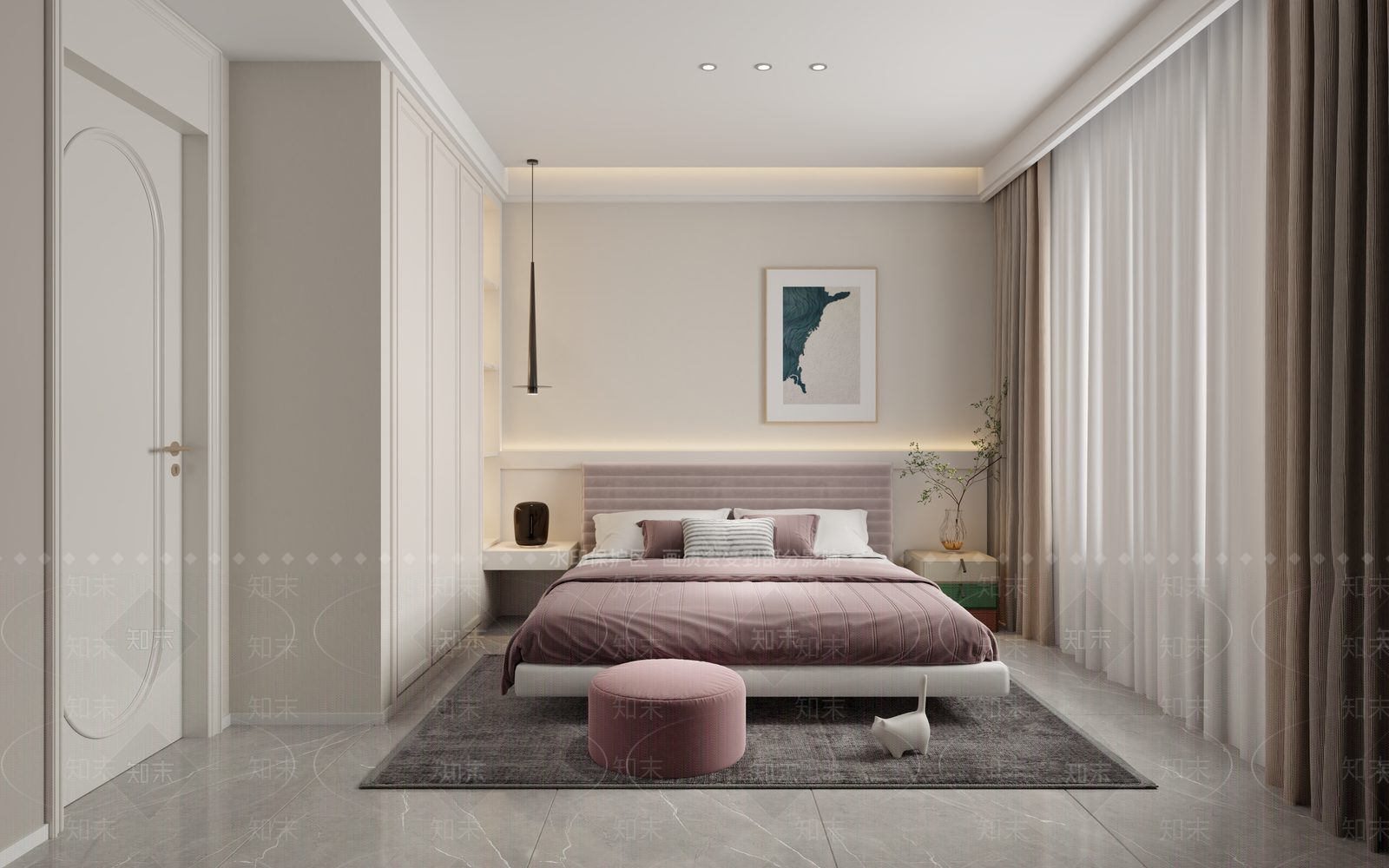 现代简约主卧3D模型下载【ID:1234338272】