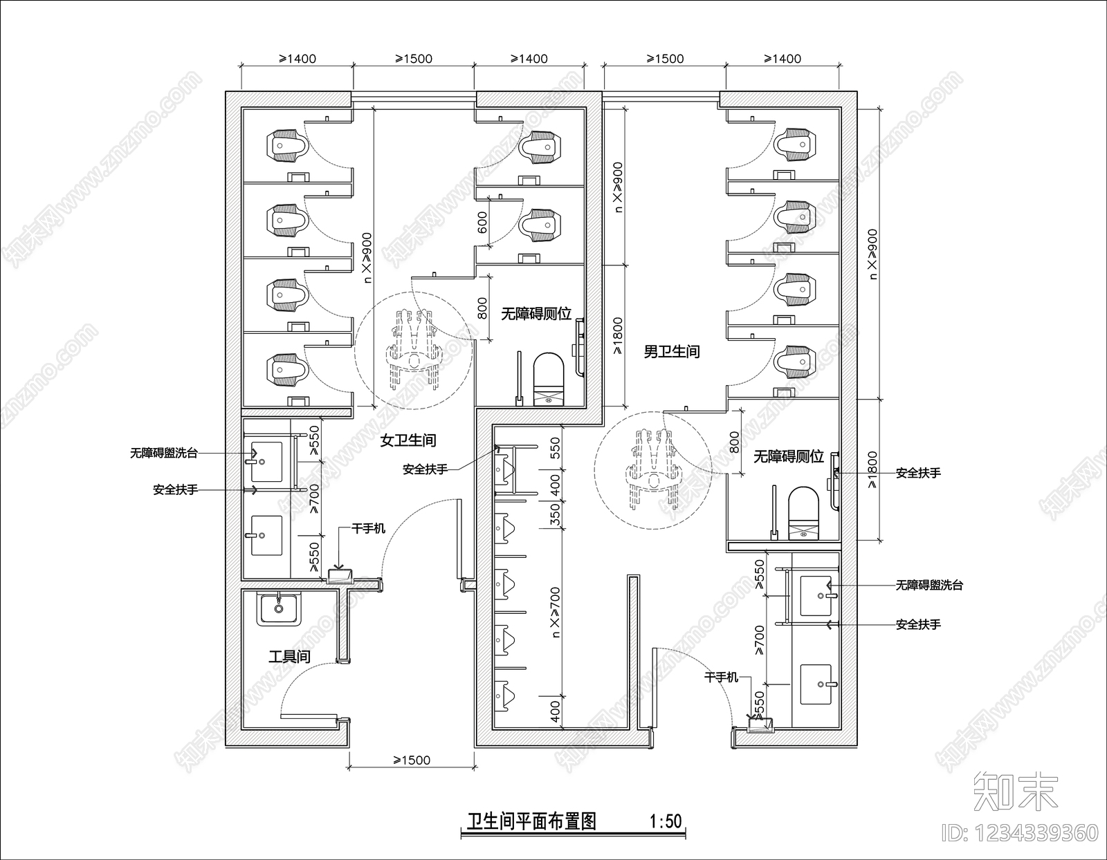 公共卫生间CAD图纸