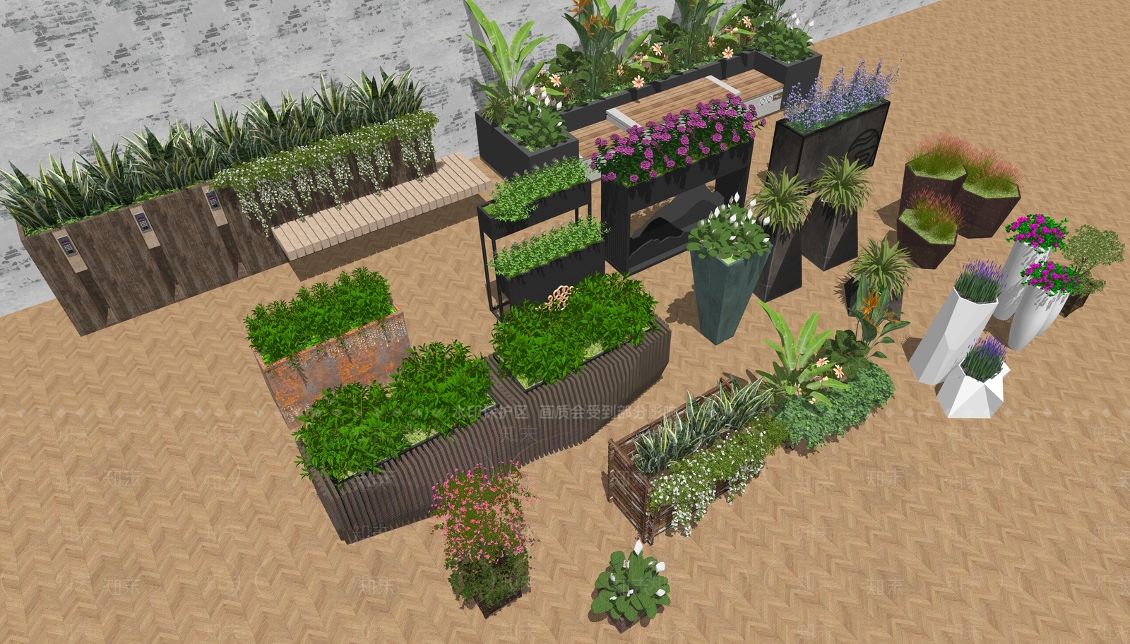 现代花钵花器SU模型下载【ID:1234340620】