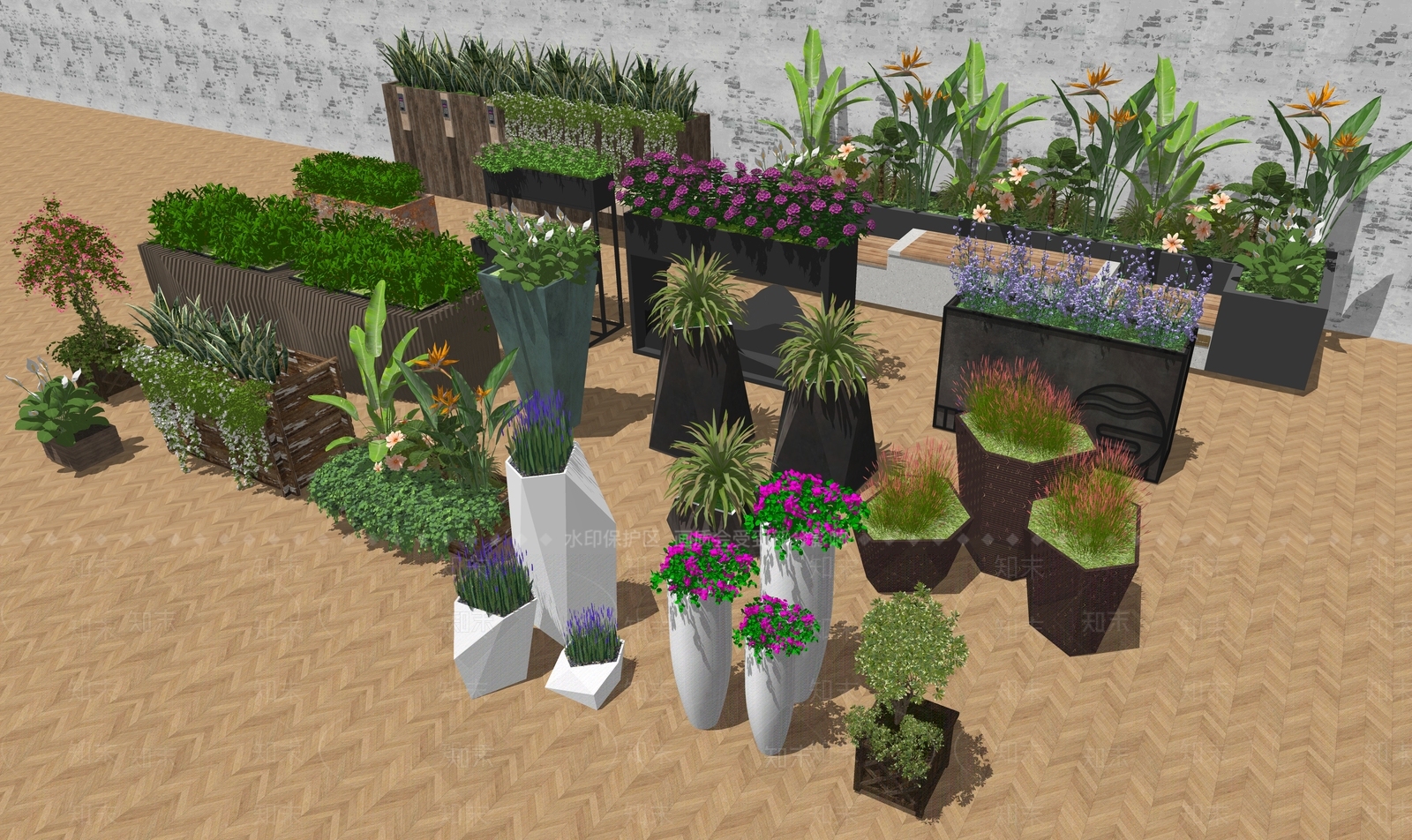 现代花钵花器SU模型下载【ID:1234340620】