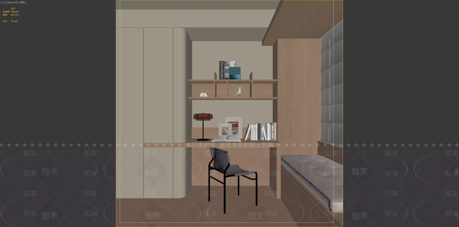 奶油风飘窗3D模型下载【ID:1234340877】
