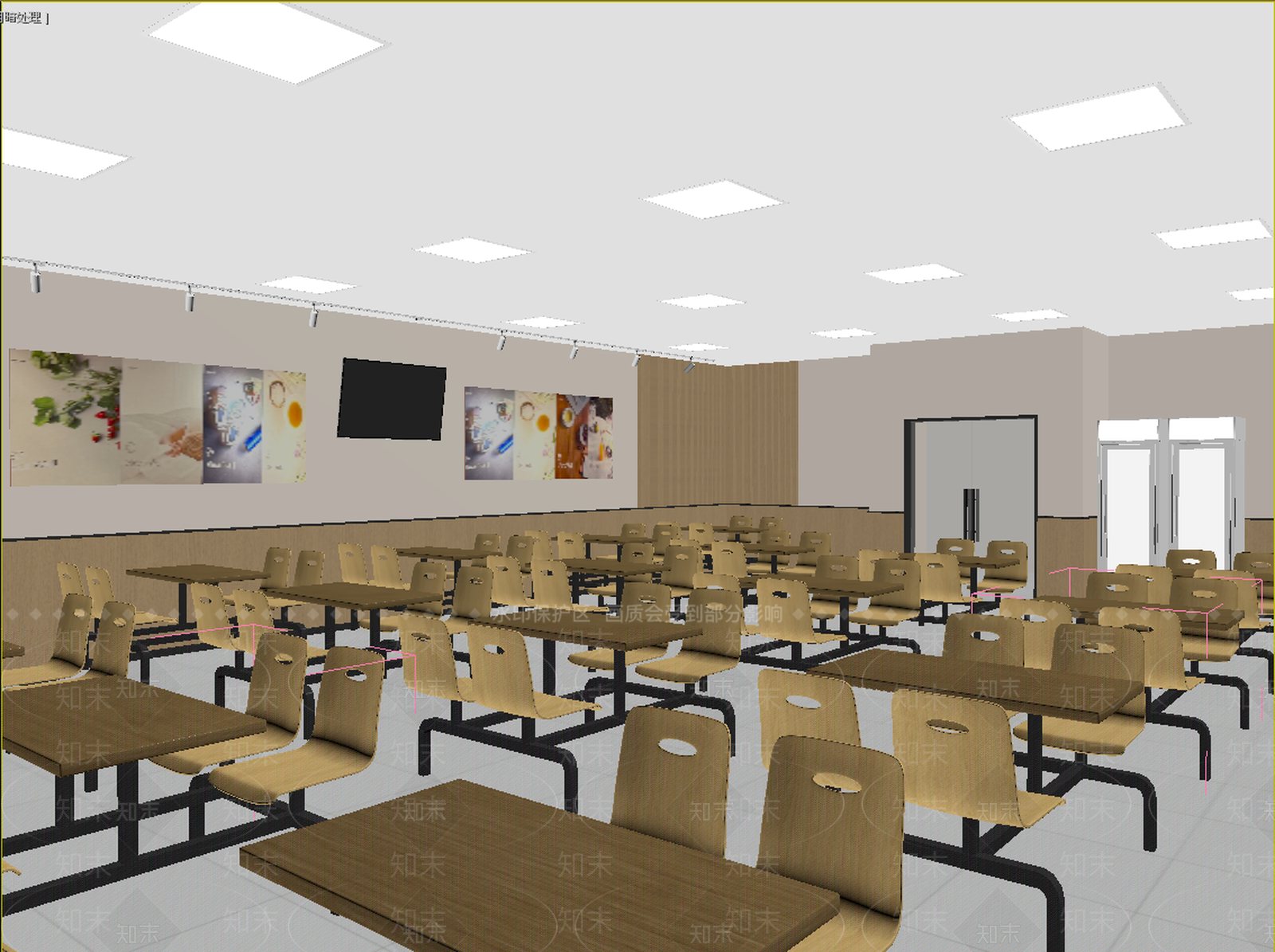 现代简约学生食堂3D模型下载【ID:1234341500】