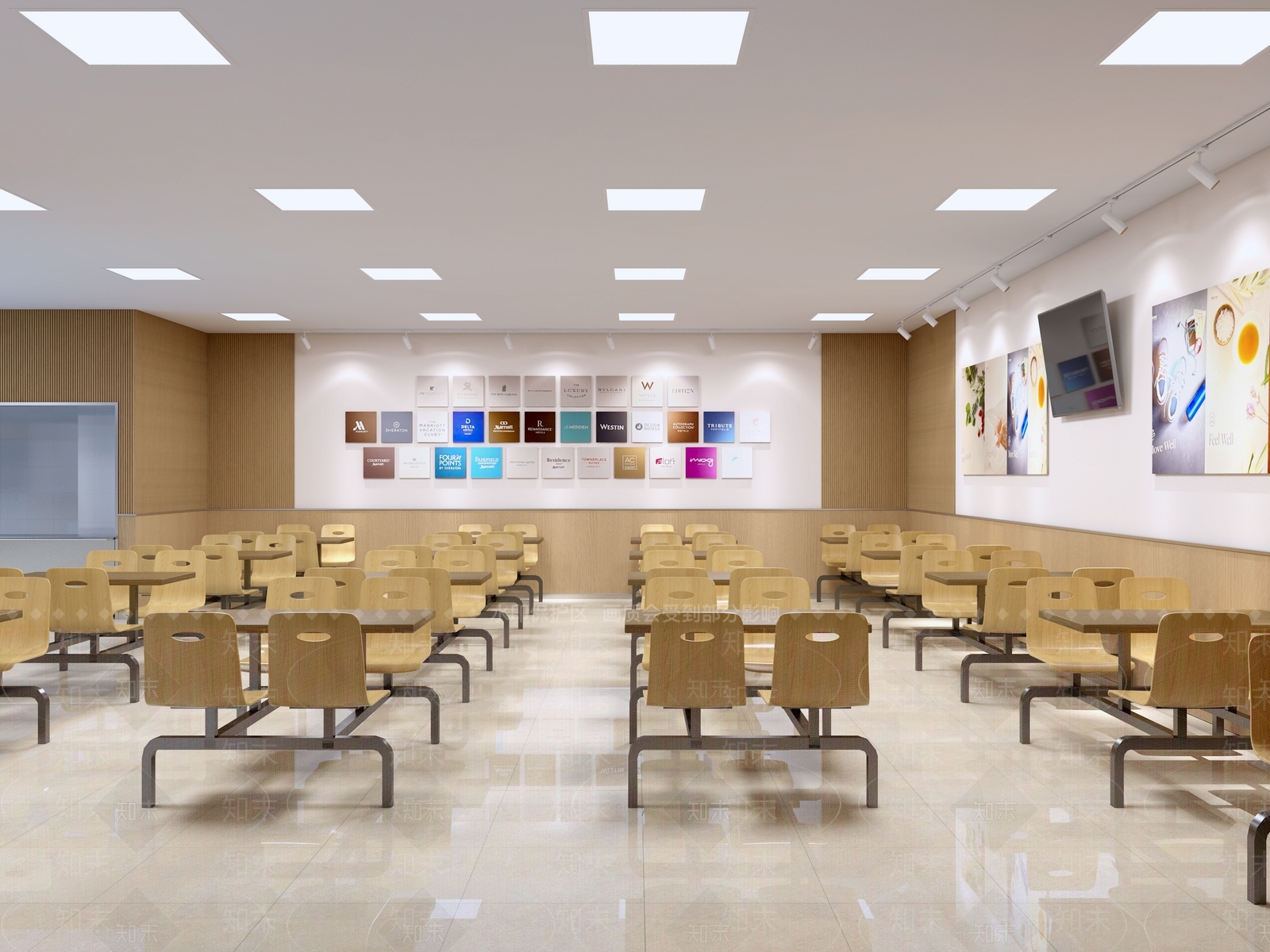 现代简约学生食堂3D模型下载【ID:1234341500】