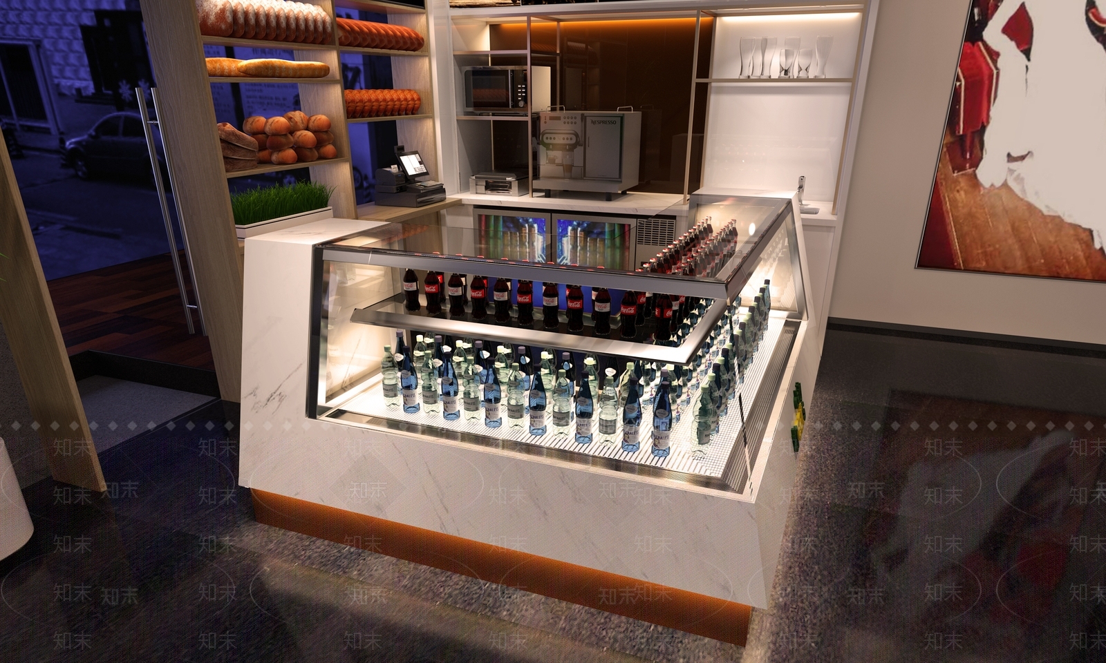现代简约甜品面包店3D模型渲染效果图