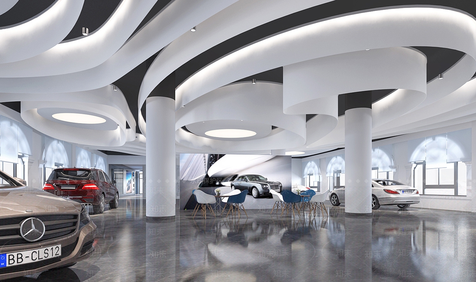 现代汽车展厅3D模型渲染效果图