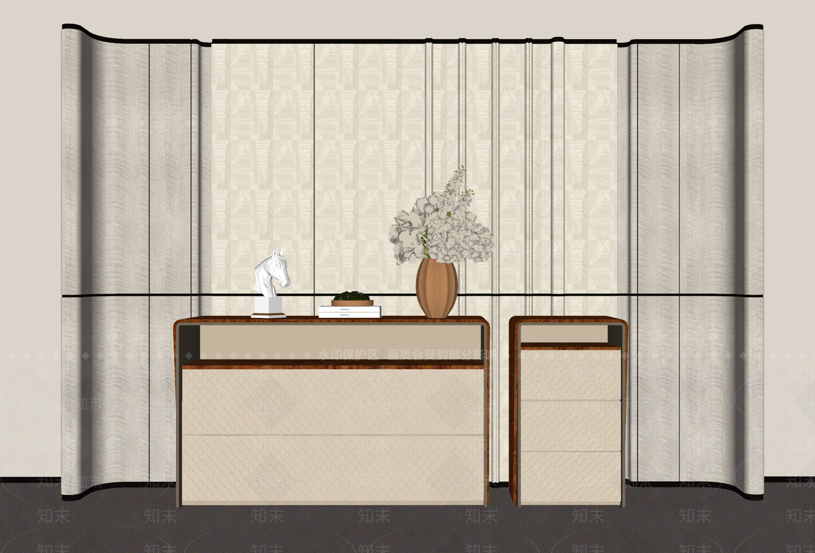 轻奢储物柜3D模型下载【ID:1234342632】