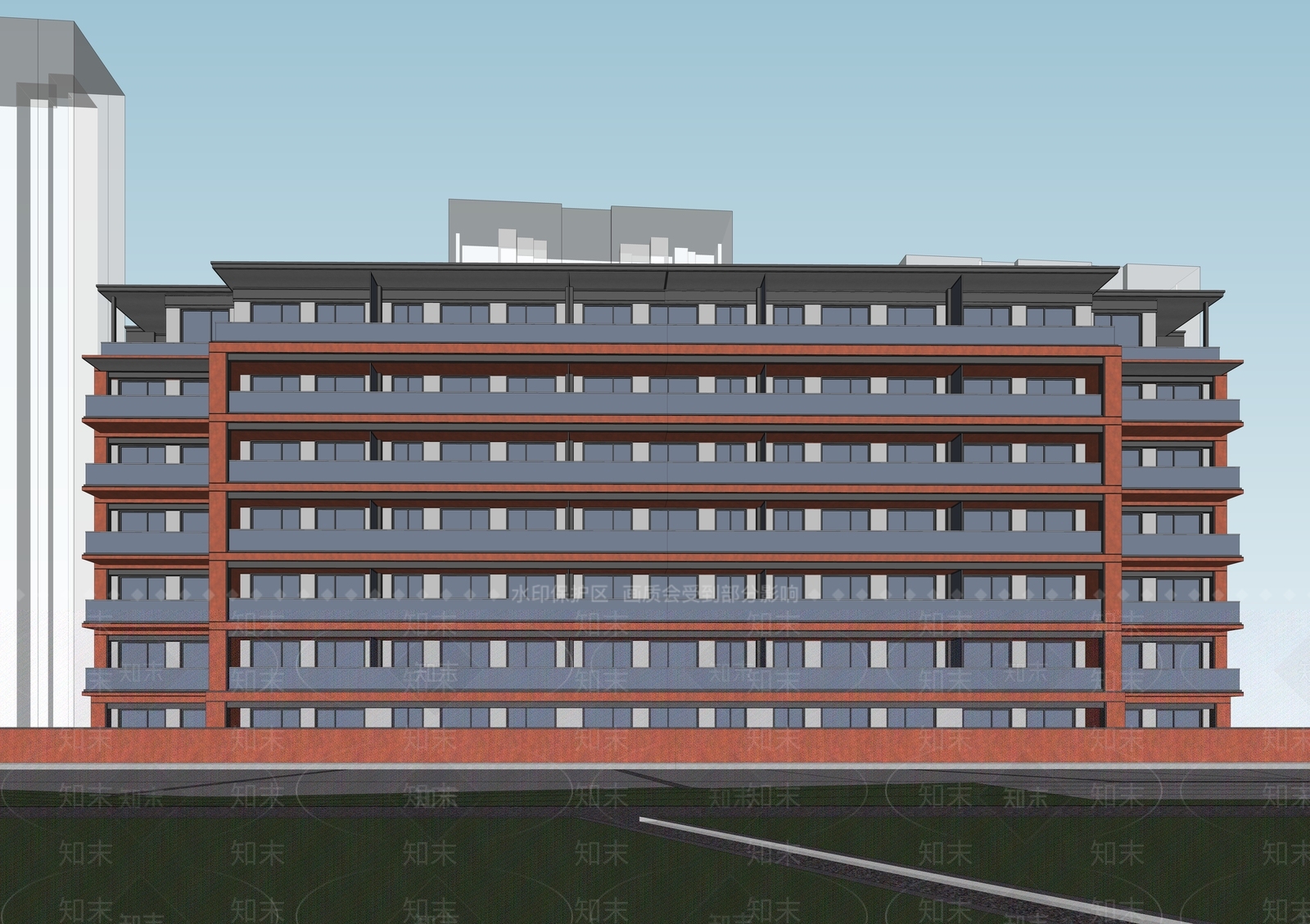 现代主义多层住宅SU模型下载【ID:1234344181】