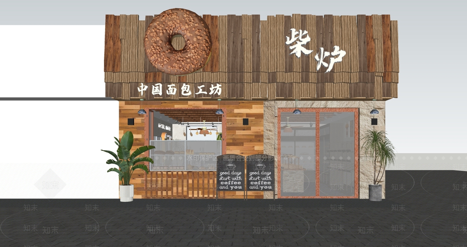 复古甜品面包店SU模型下载【ID:1234344955】