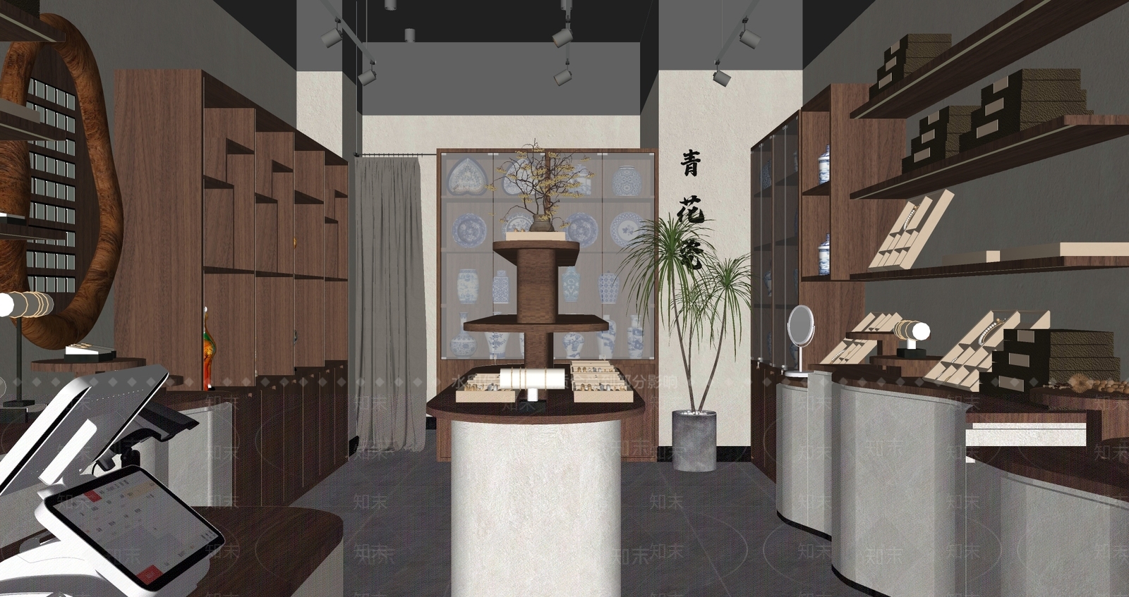新中式珠宝店SU模型下载【ID:1234345071】