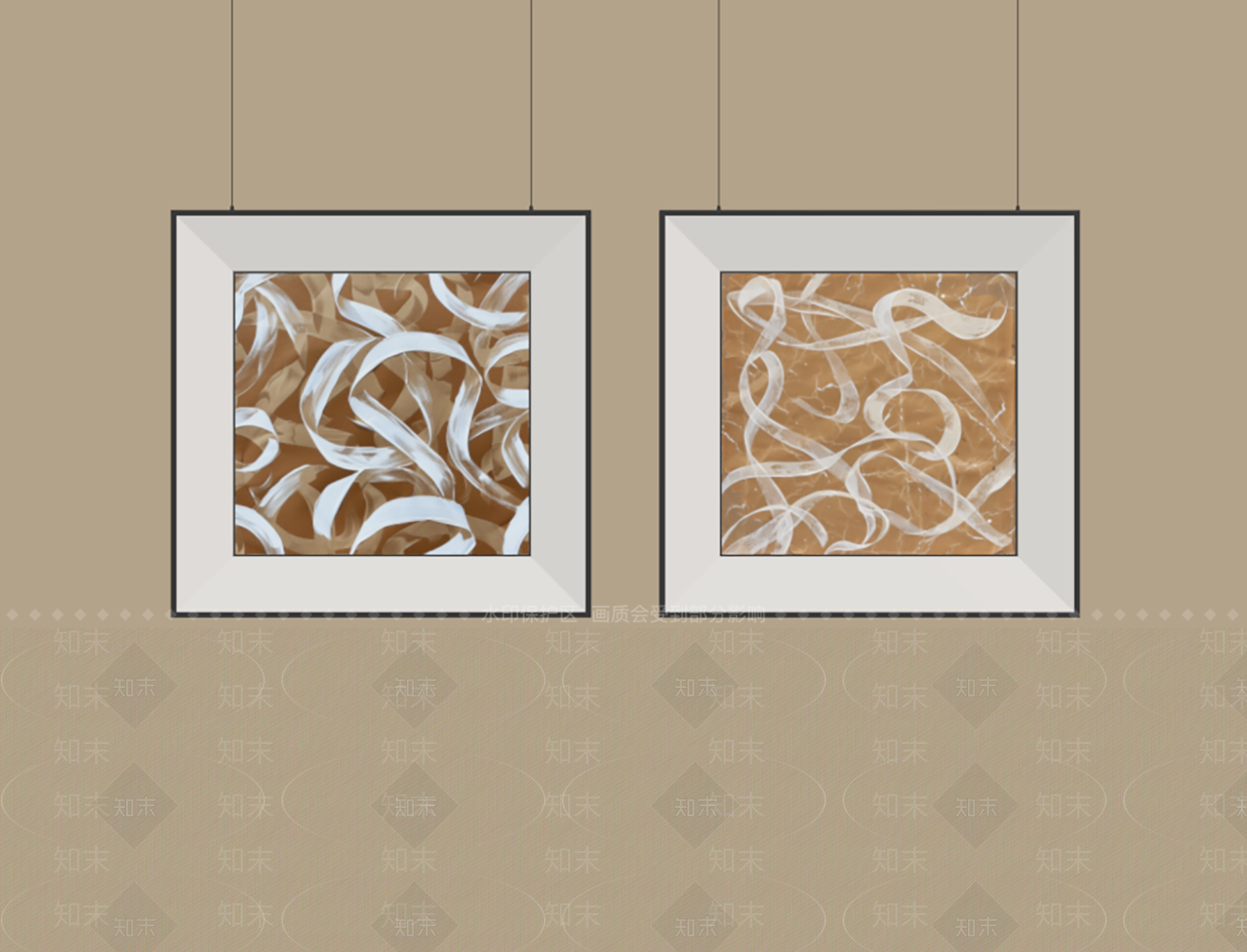 奶油风抽象画SU模型下载【ID:1234345600】