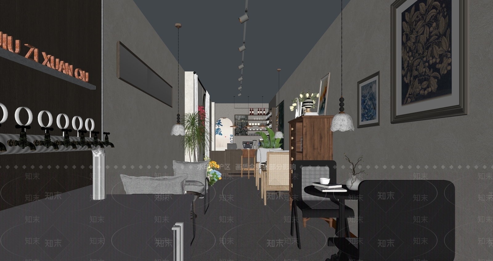 中古风咖啡厅SU模型下载【ID:1234346117】