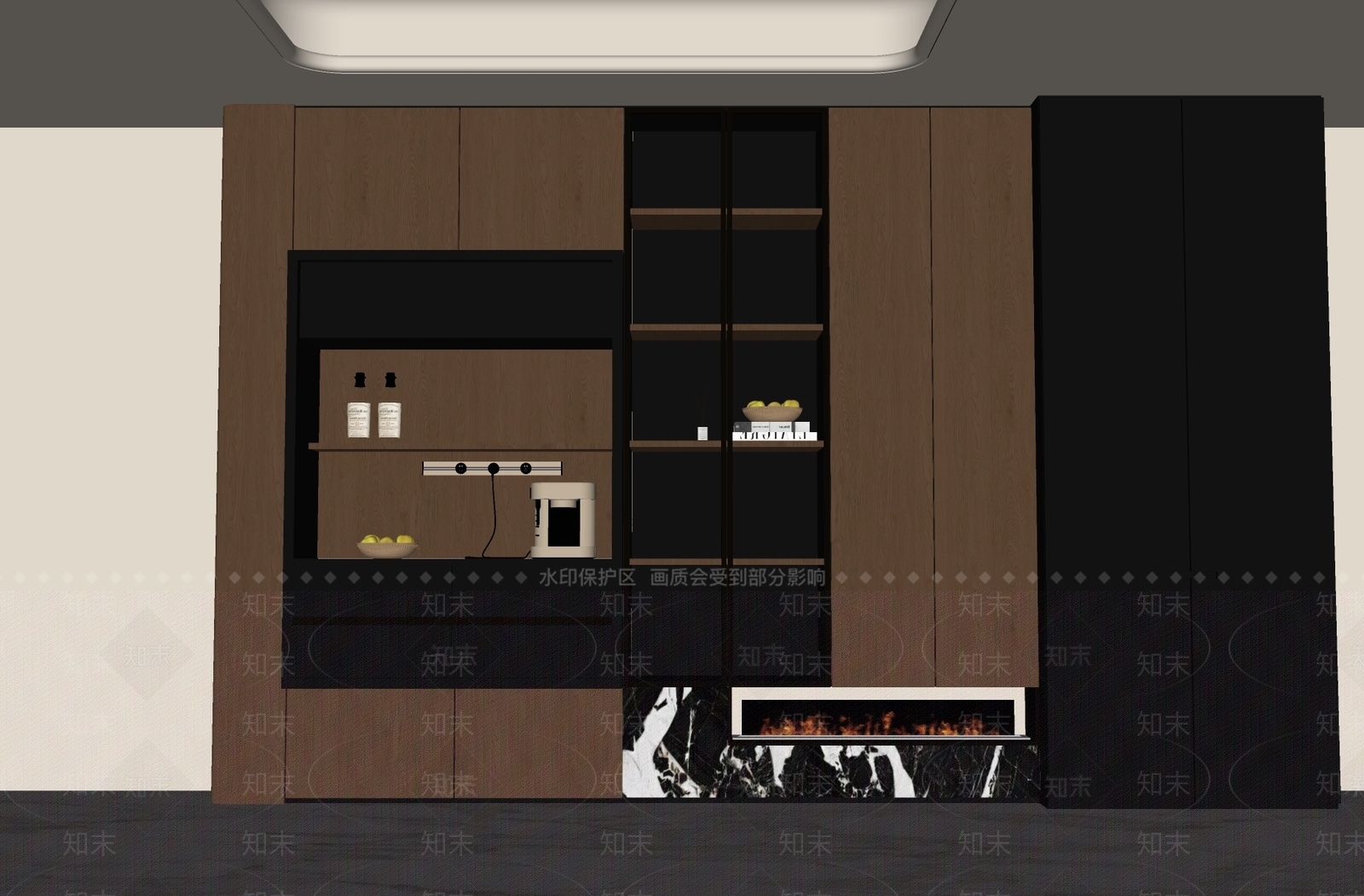 原木风餐边柜SU模型下载【ID:1234346873】