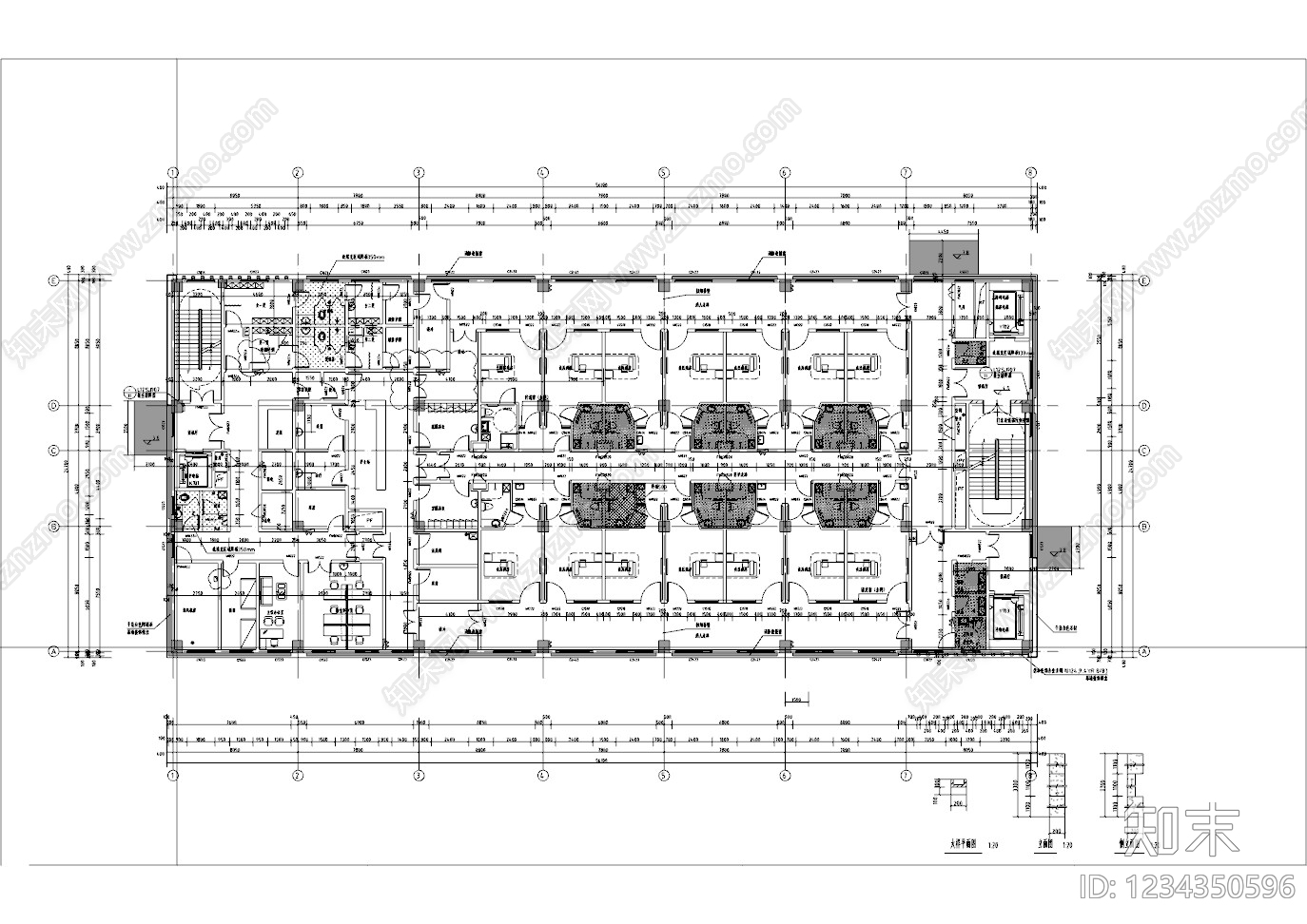 医院建筑cad施工图下载【ID:1234350596】