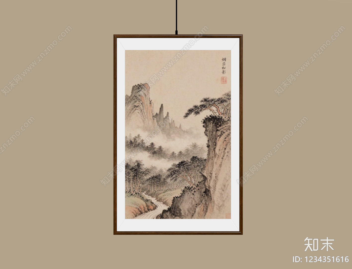 新中式山水画SU模型下载【ID:1234351616】