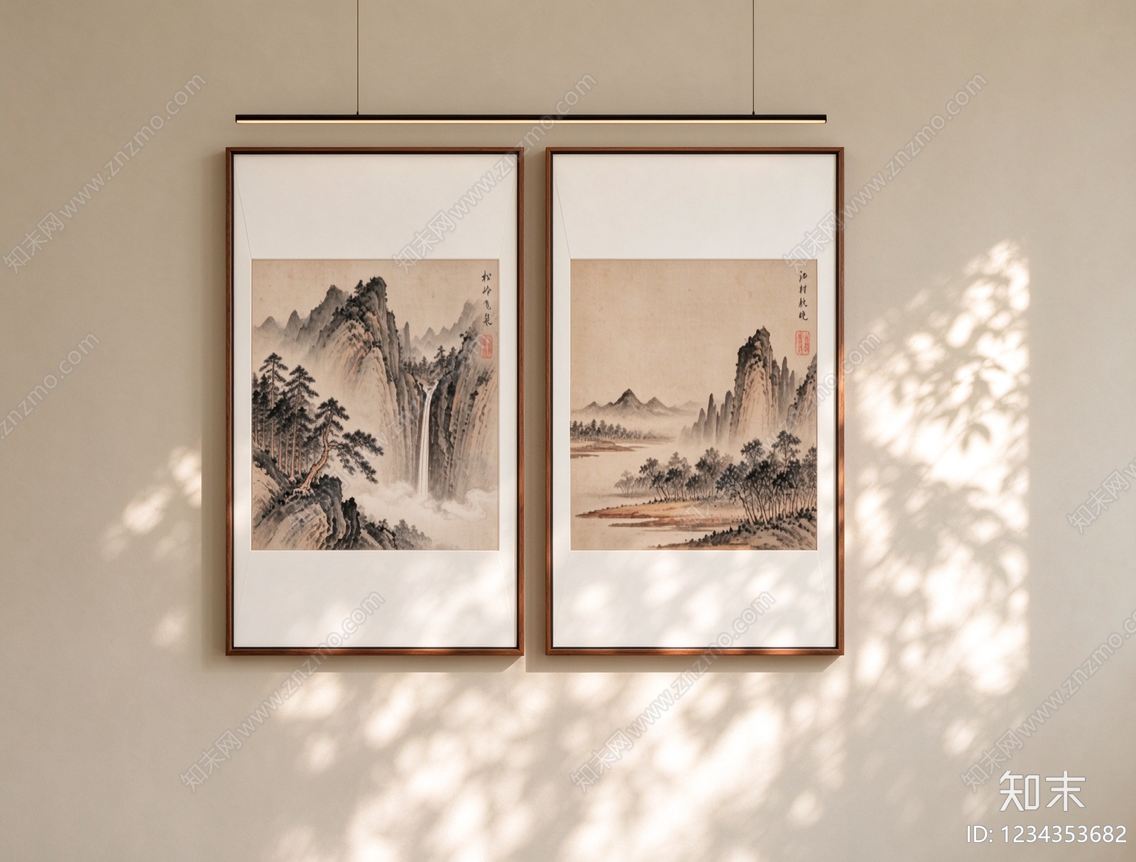 新中式山水画SU模型下载【ID:1234353682】
