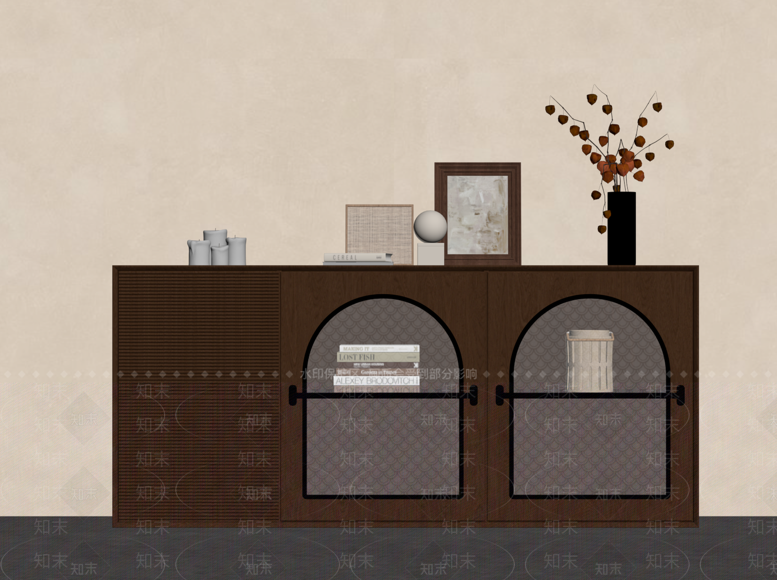 中古风玄关柜SU模型下载【ID:1234356733】