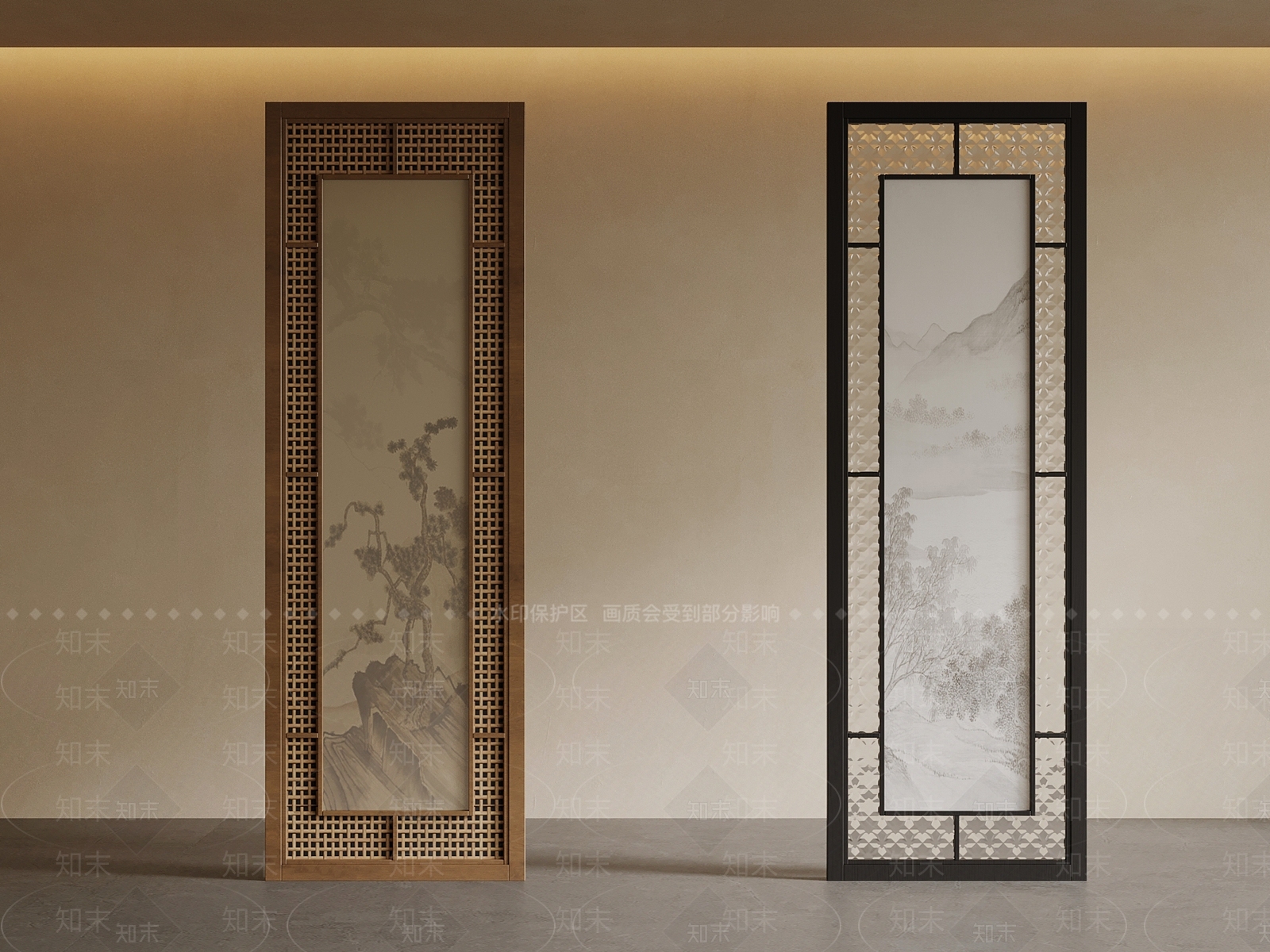 新中式屏风3D模型下载【ID:1234357192】