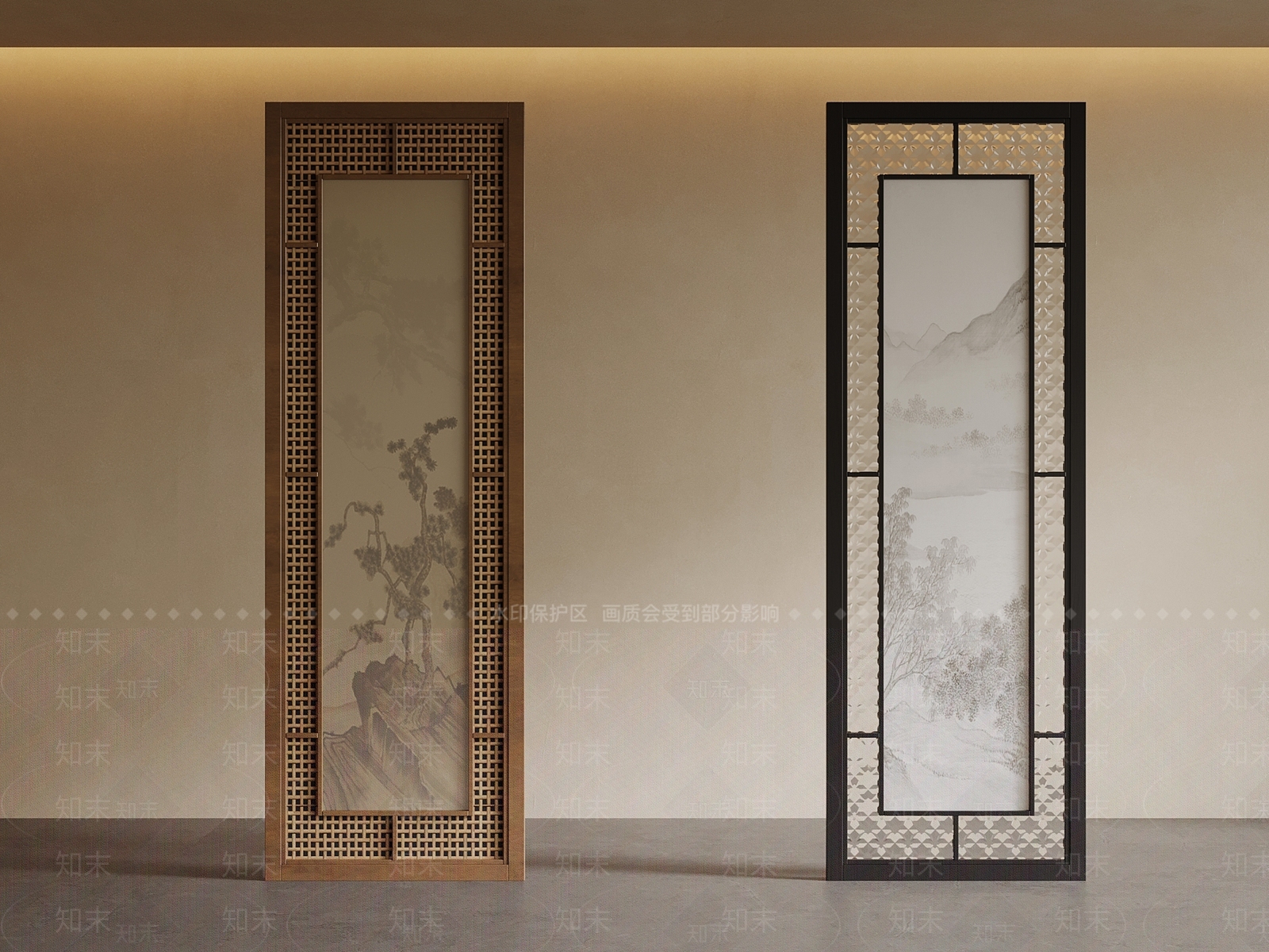 新中式屏风SU模型下载【ID:1234357269】