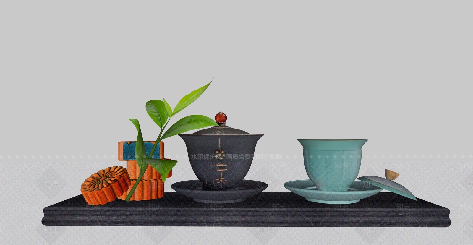新中式茶具SU模型下载【ID:1234361464】