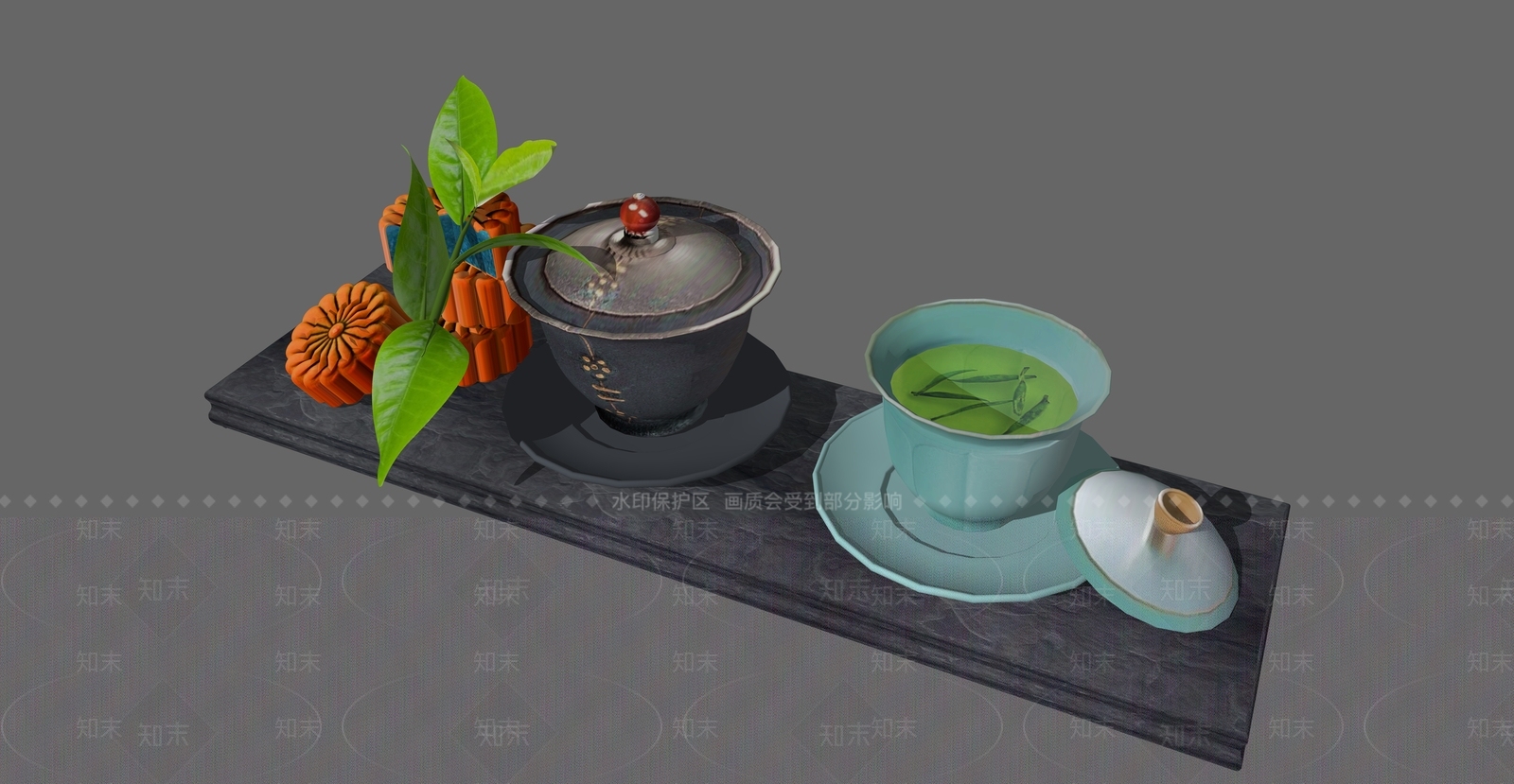 新中式茶具SU模型下载【ID:1234361464】