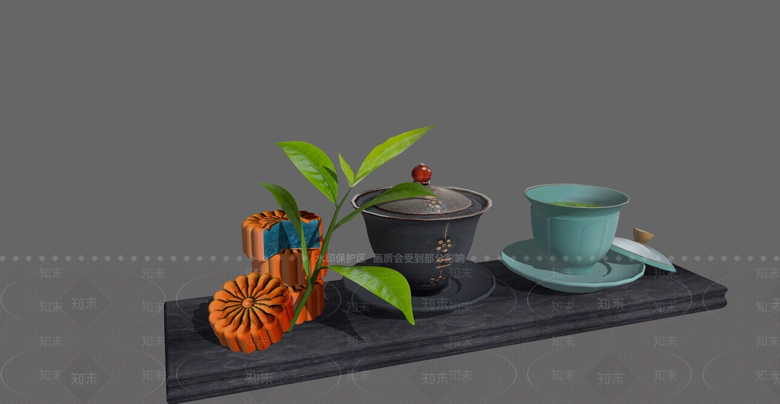 新中式茶具SU模型下载【ID:1234361464】