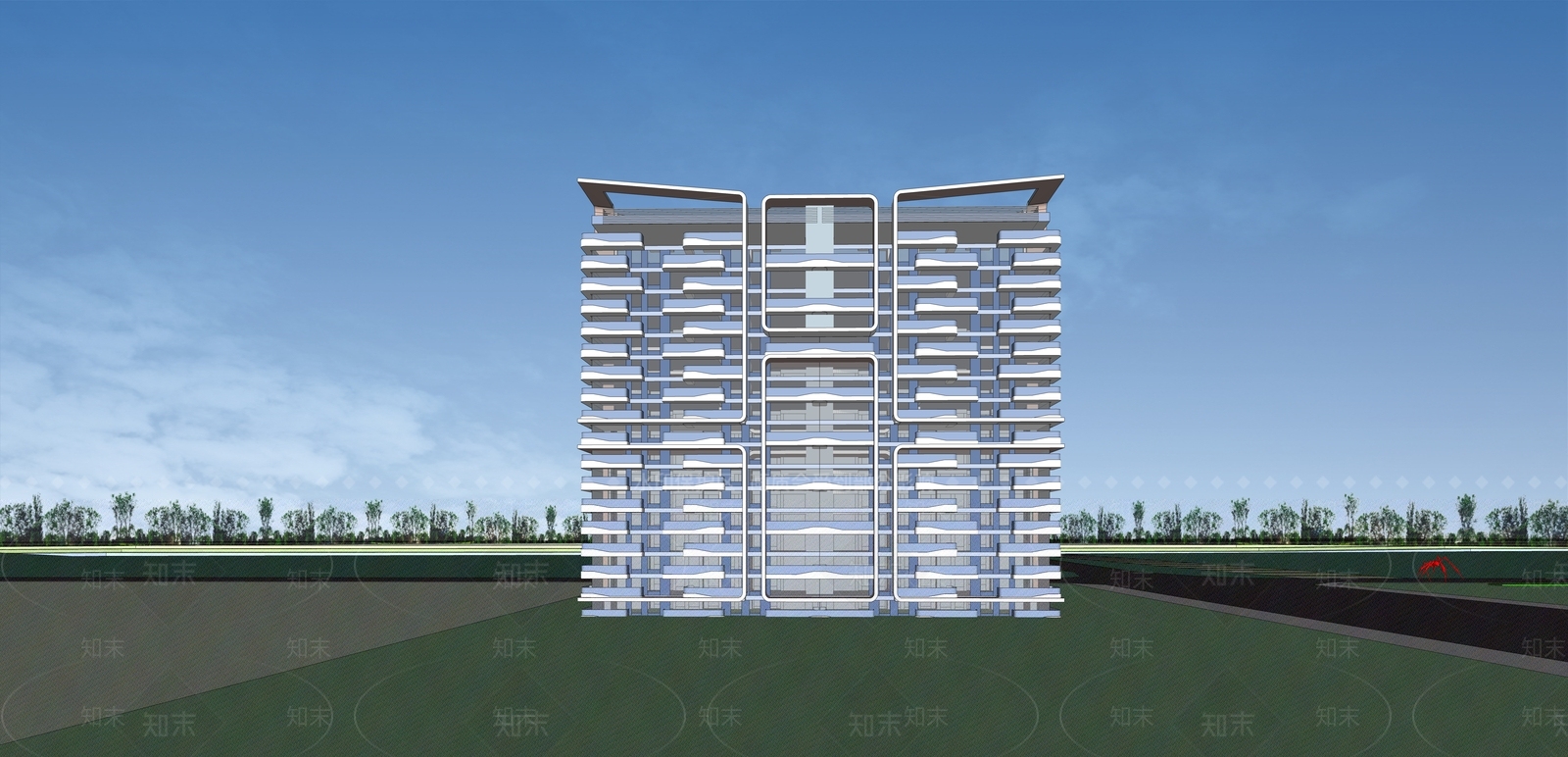 现代主义小高层住宅楼SU模型下载【ID:1234362121】