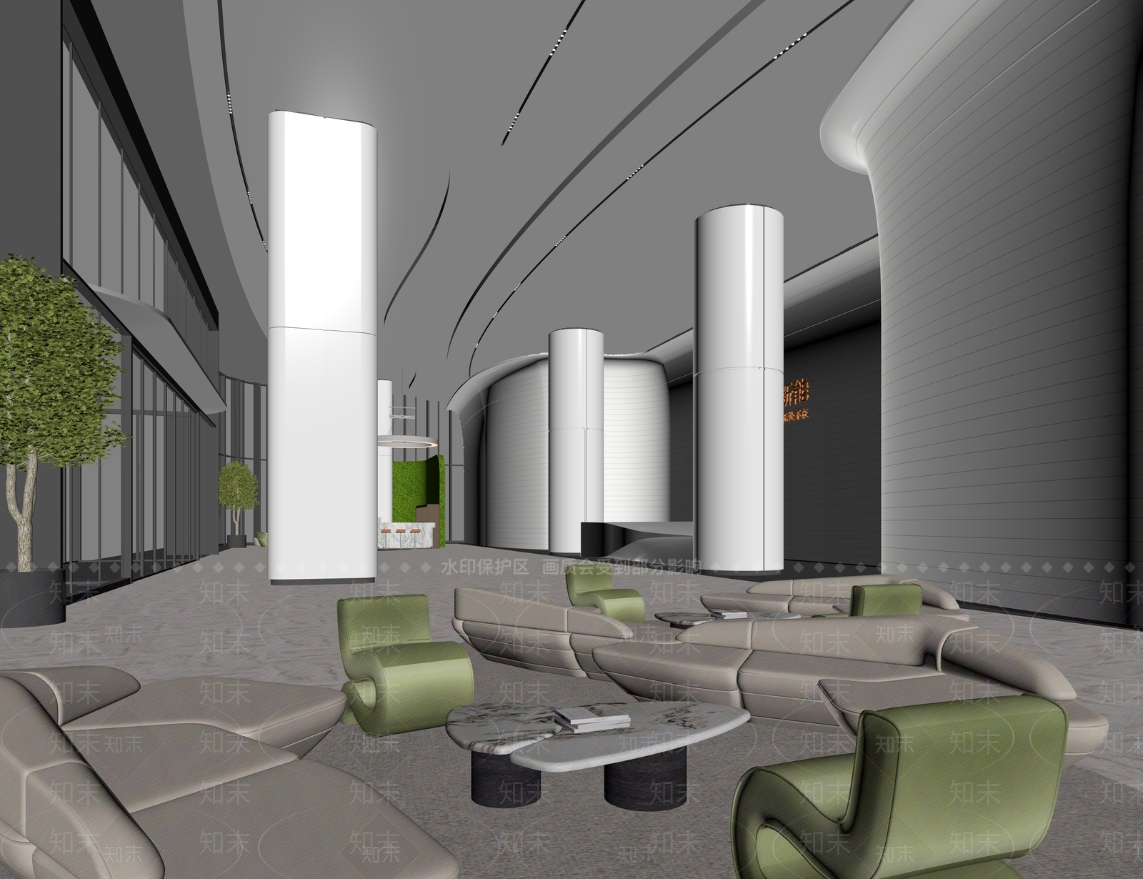 现代办公大厅3D模型下载【ID:1234362870】