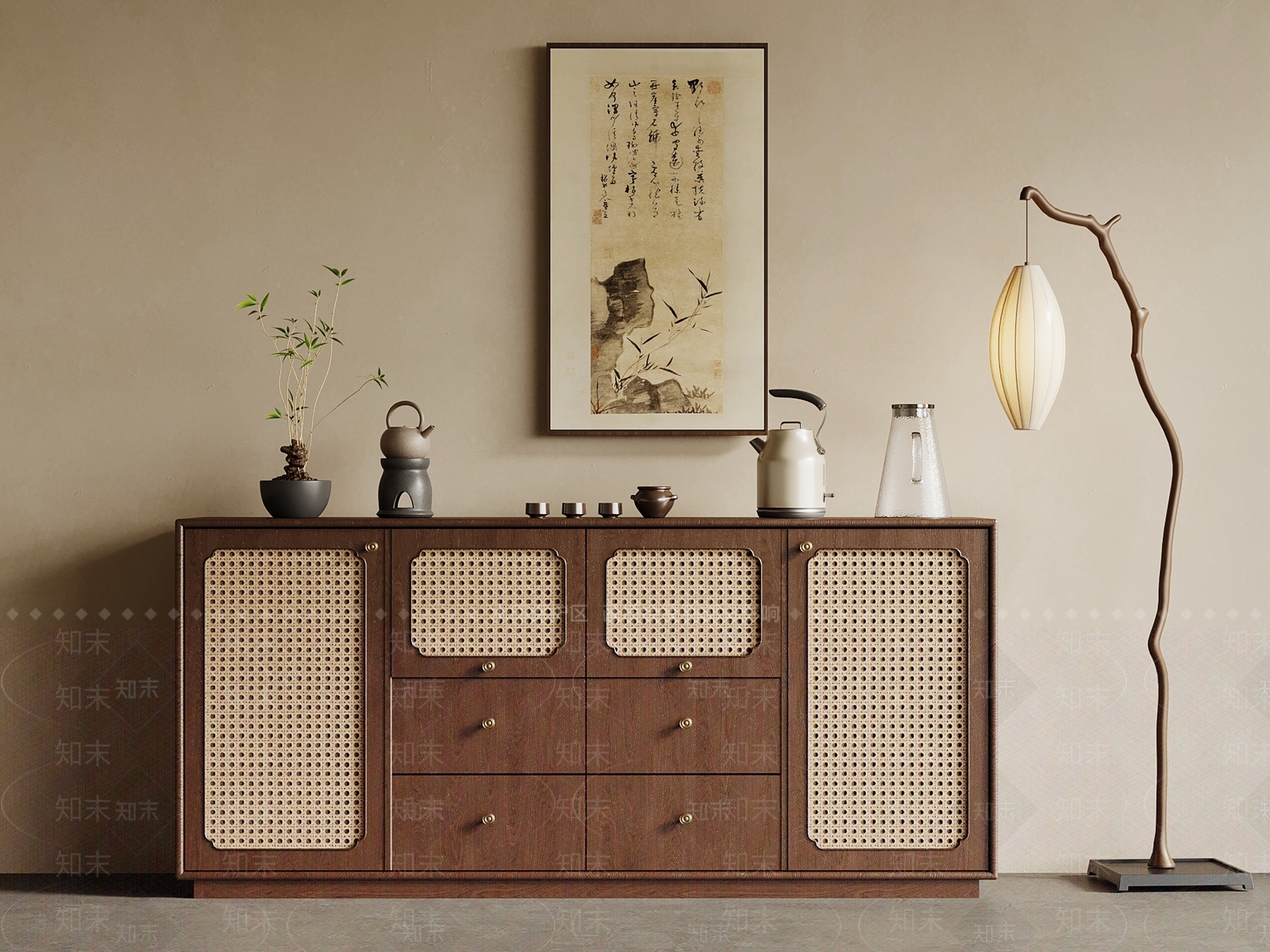 中古风玄关柜SU模型下载【ID:1234363081】