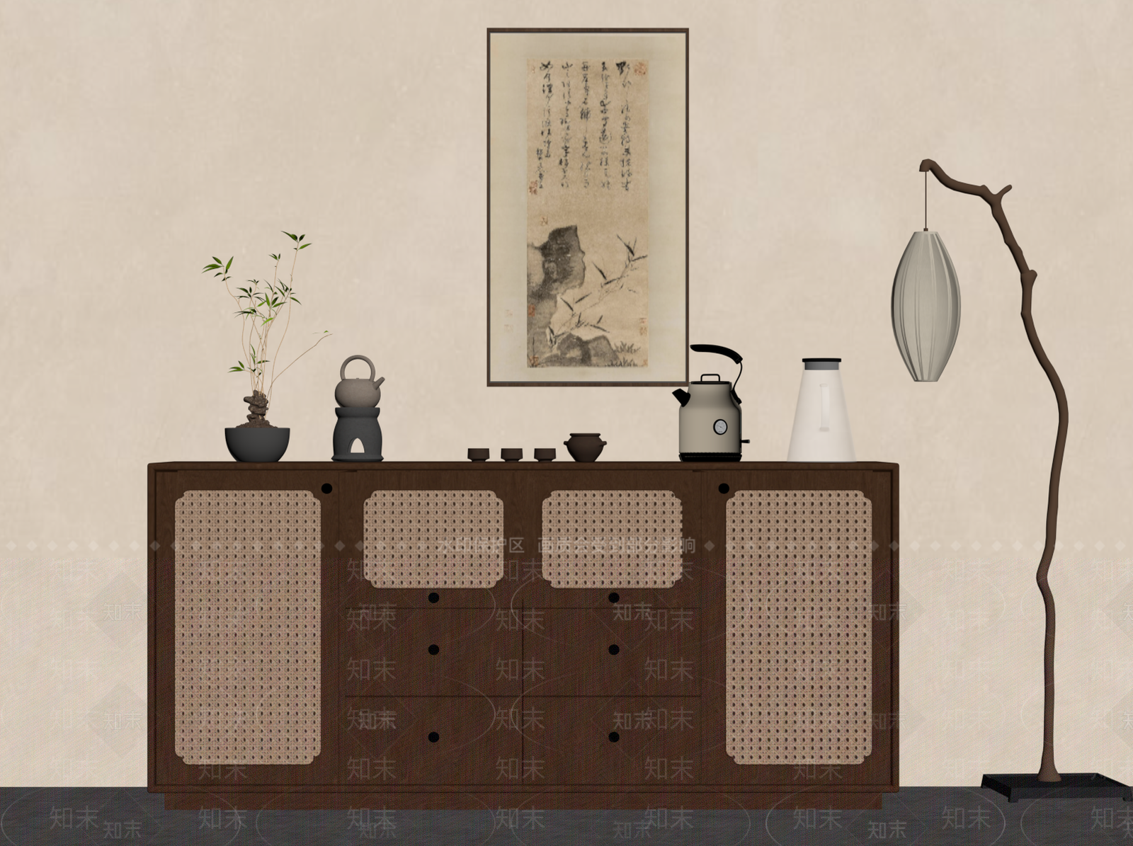 中古风玄关柜SU模型下载【ID:1234363081】
