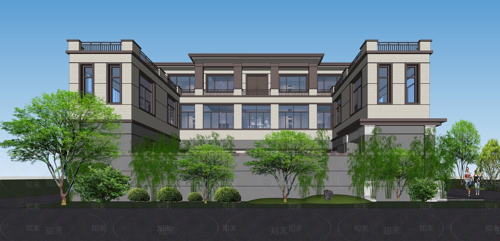 新中式乡村民房SU模型下载【ID:1234365054】