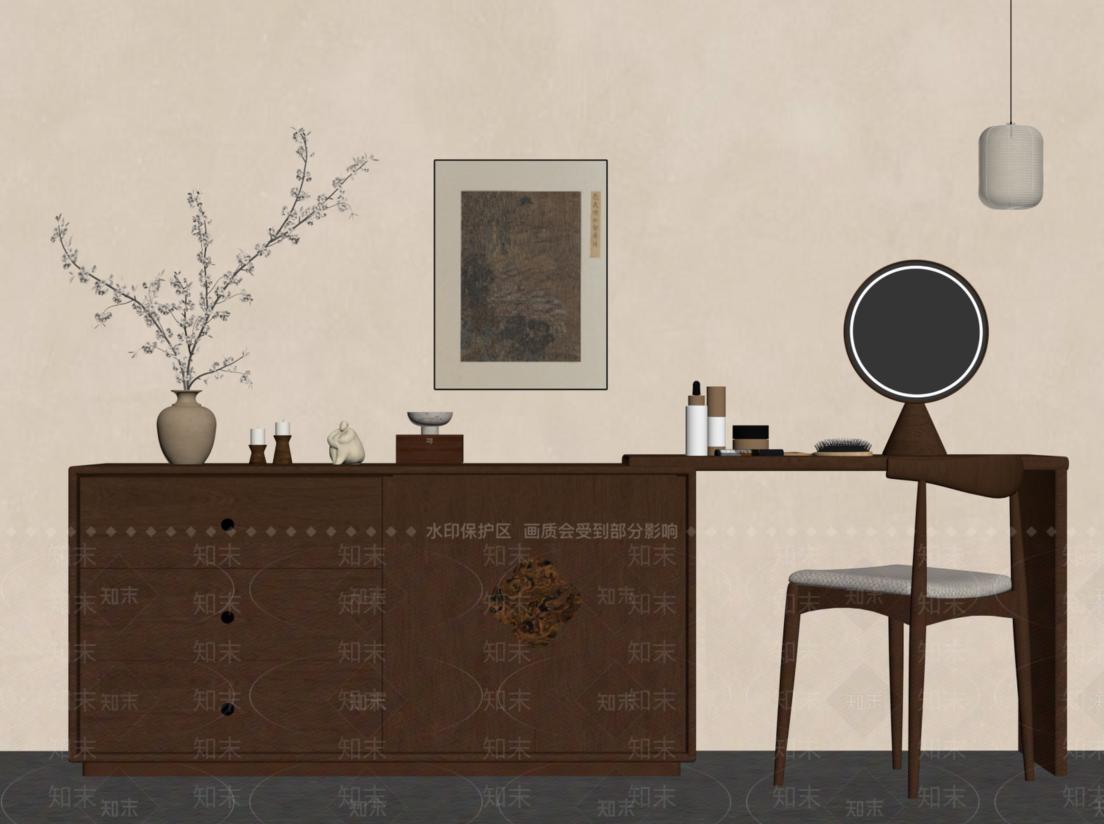 新中式梳妆台SU模型下载【ID:1234366364】