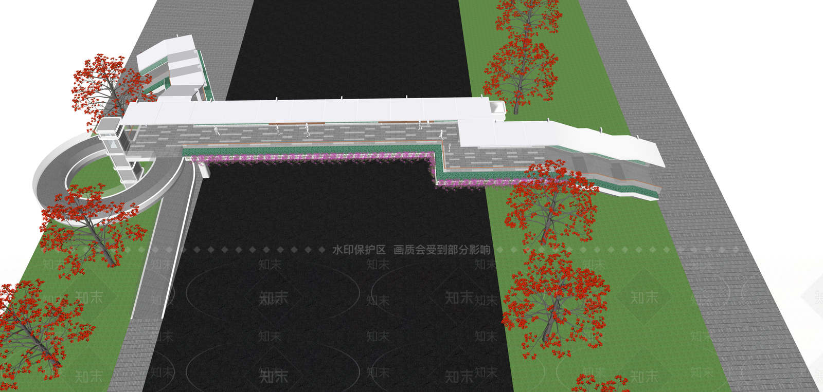 现代主义景观桥SU模型下载【ID:1234367982】