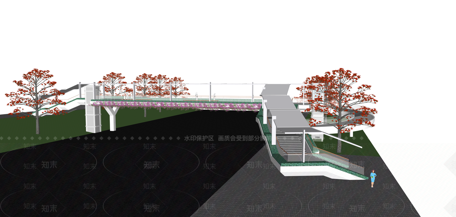 现代主义景观桥SU模型下载【ID:1234367982】