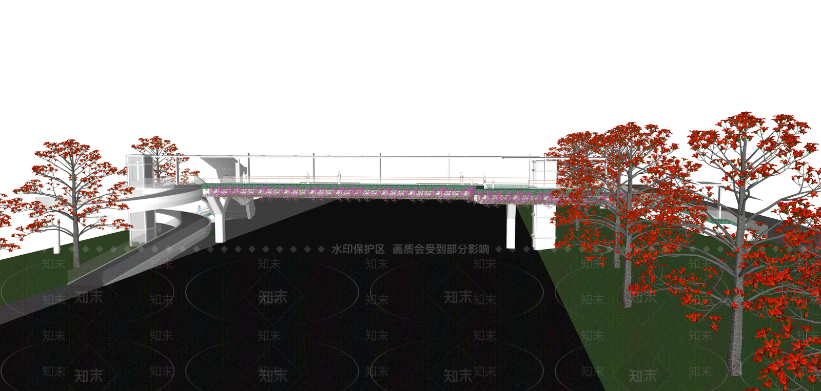 现代主义景观桥SU模型下载【ID:1234367982】