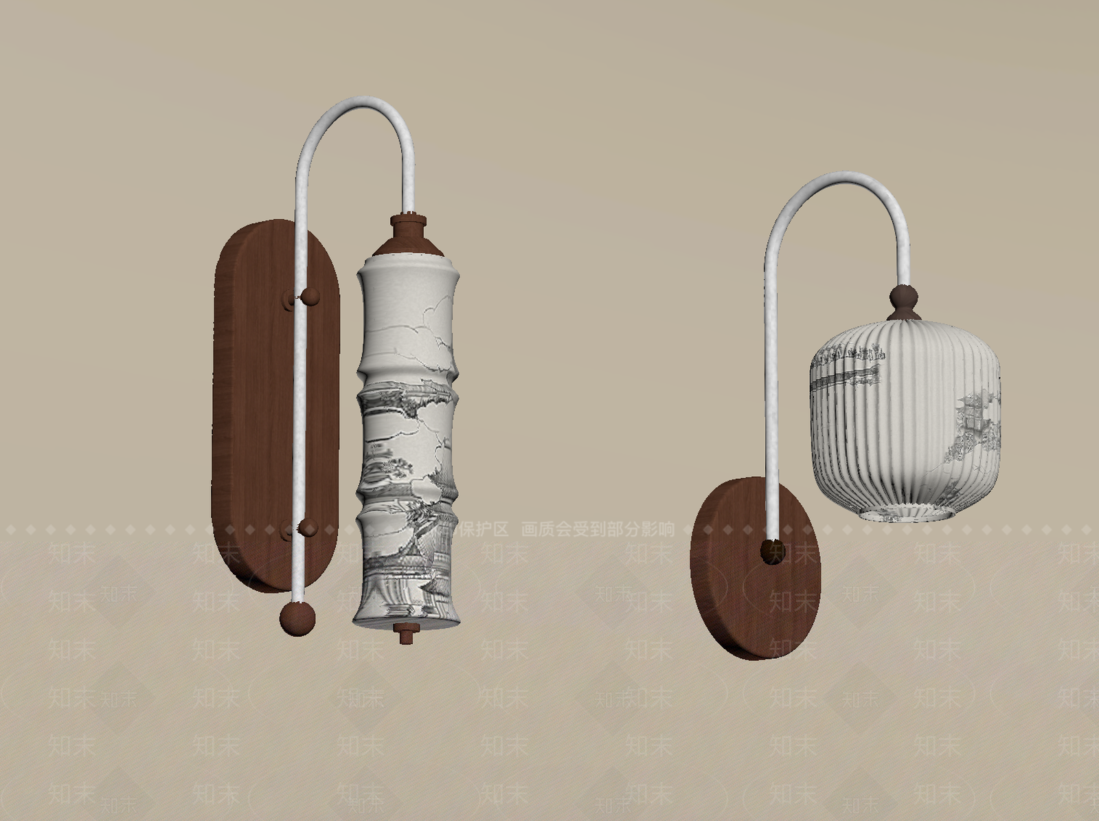 新中式墙面壁灯SU模型下载【ID:1234369634】
