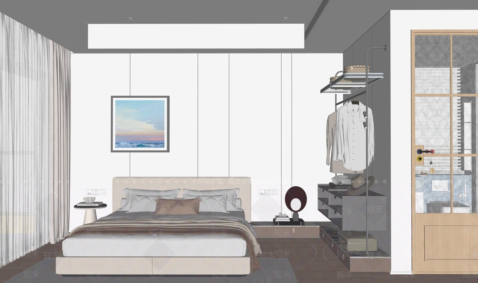 现代简约主卧SU模型下载【ID:1234372169】