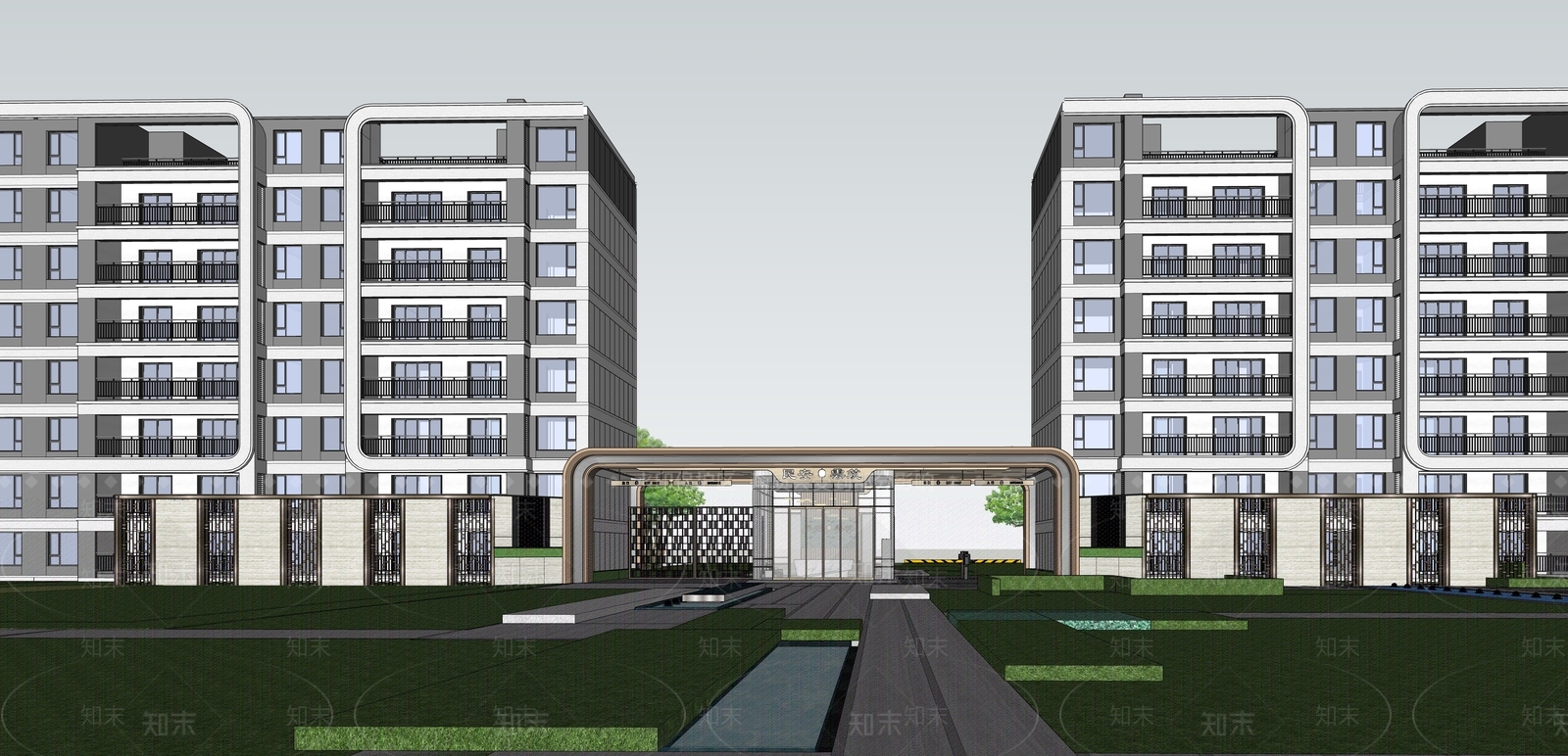 现代主义小区建筑SU模型下载【ID:1234373160】