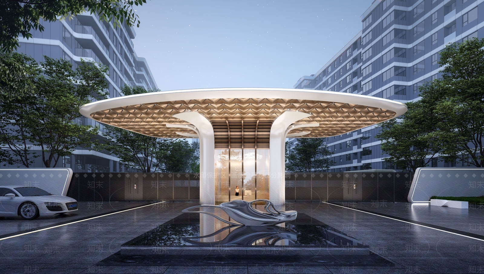 未来主义小区建筑SU模型下载【ID:1234373572】