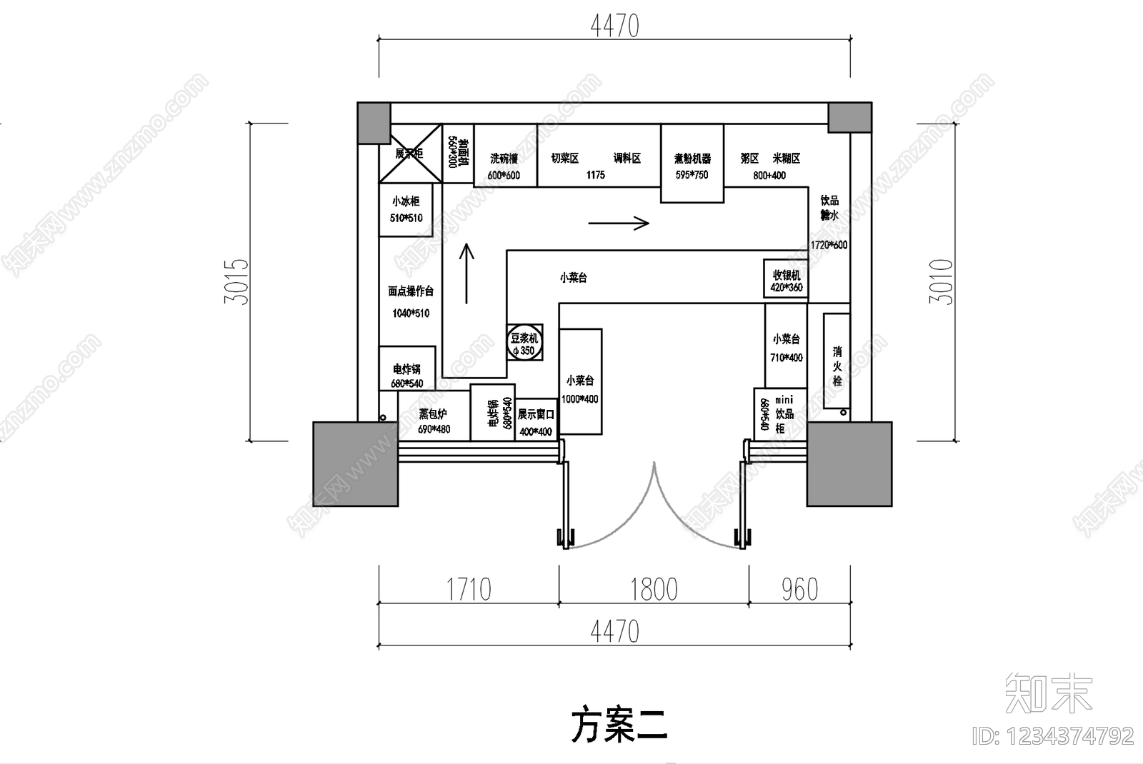 快餐店cad施工图下载【ID:1234374792】