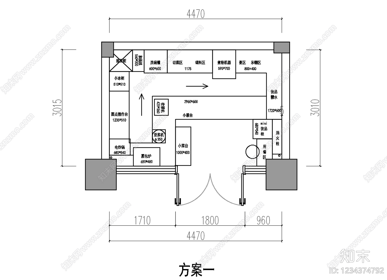 快餐店cad施工图下载【ID:1234374792】