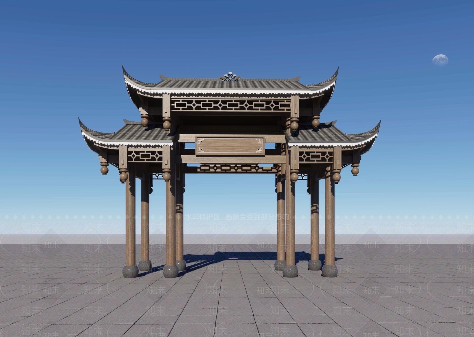 中式古建古建筑SU模型下载【ID:1234374997】
