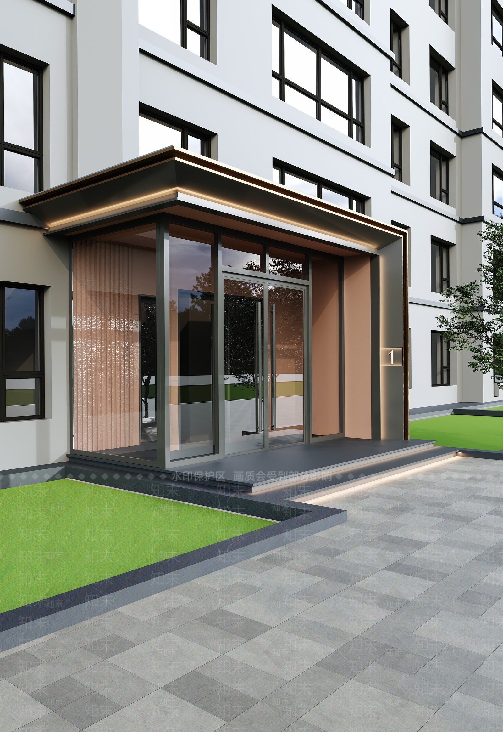 现代简约多层住宅楼3D模型下载【ID:1234375125】