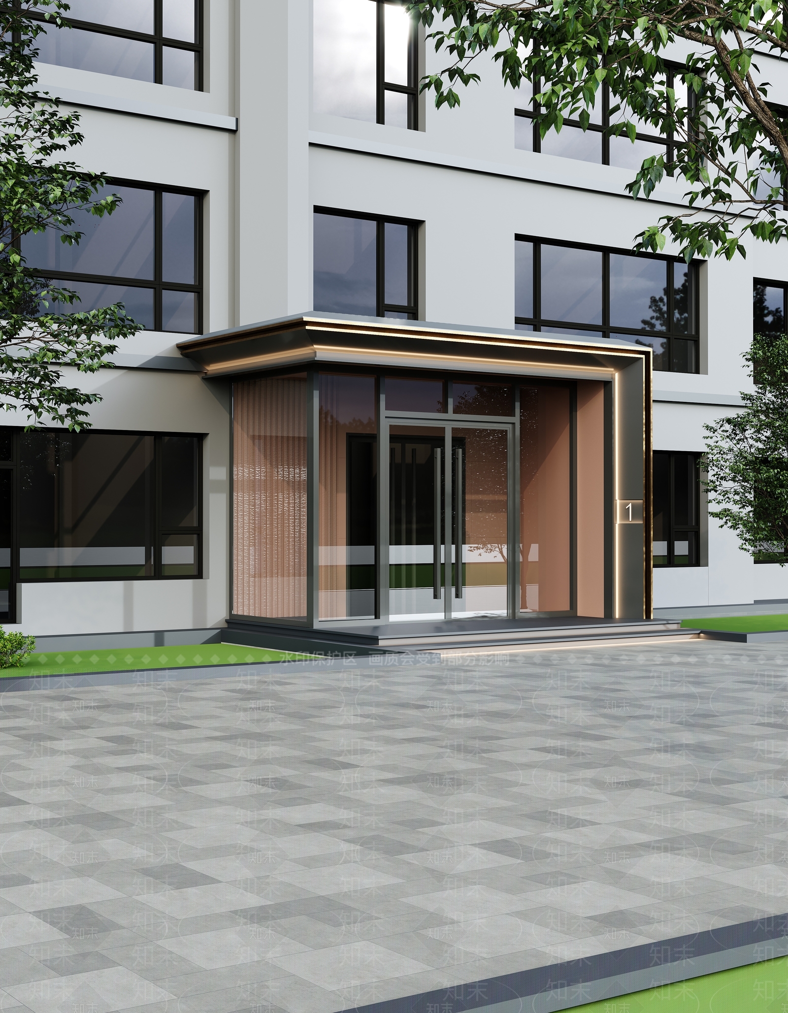 现代简约多层住宅楼3D模型下载【ID:1234375125】