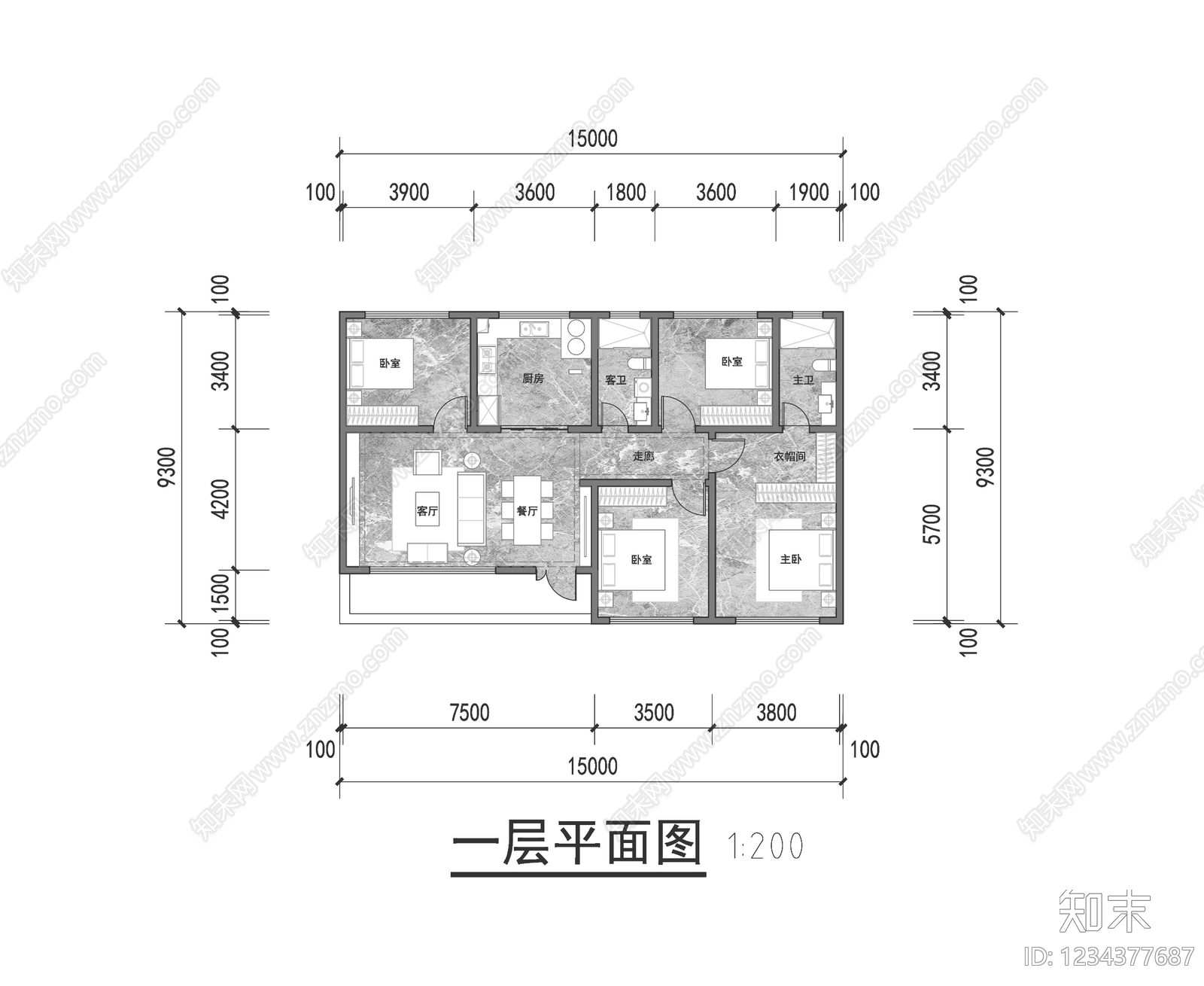 别墅建筑cad施工图下载【ID:1234377687】